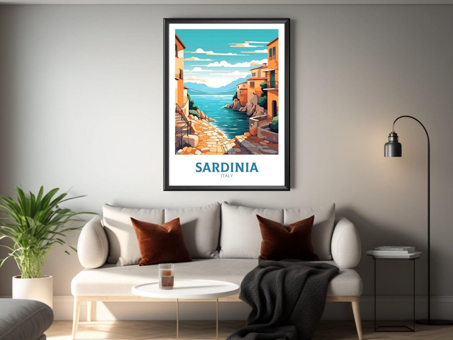 Sardinia Travel Print | Sardinia Travel Poster | Sardinia Illustration | Sardinia Wall Art | Italy Poster | Italy Home Décor | ID 413