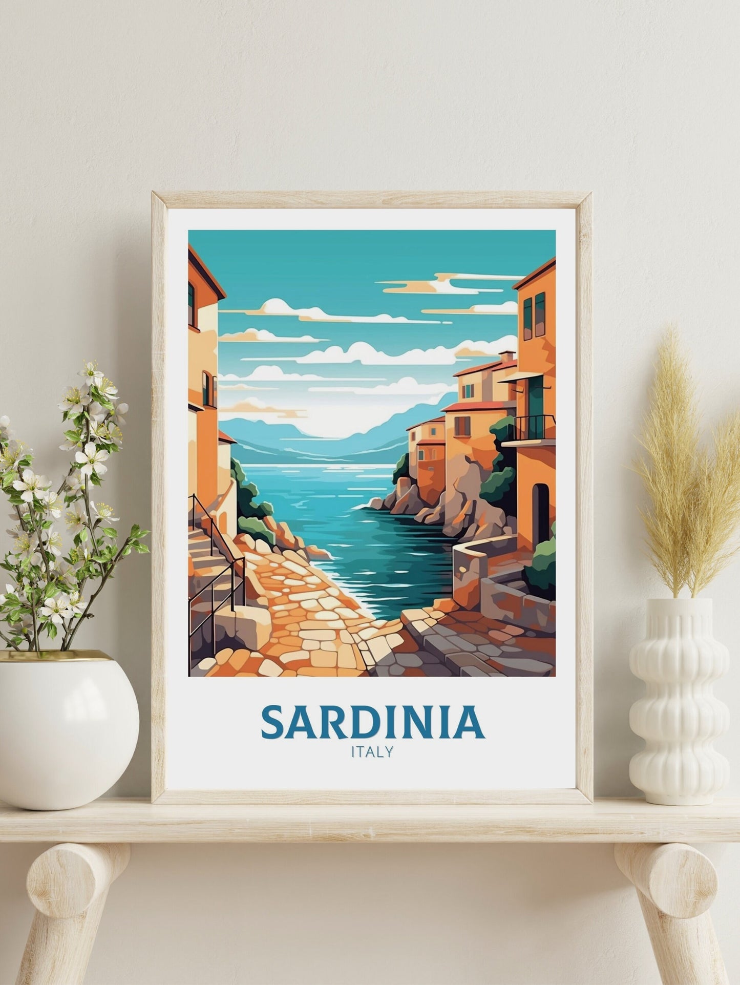 Sardinia Travel Print | Sardinia Travel Poster | Sardinia Illustration | Sardinia Wall Art | Italy Poster | Italy Home Décor | ID 413