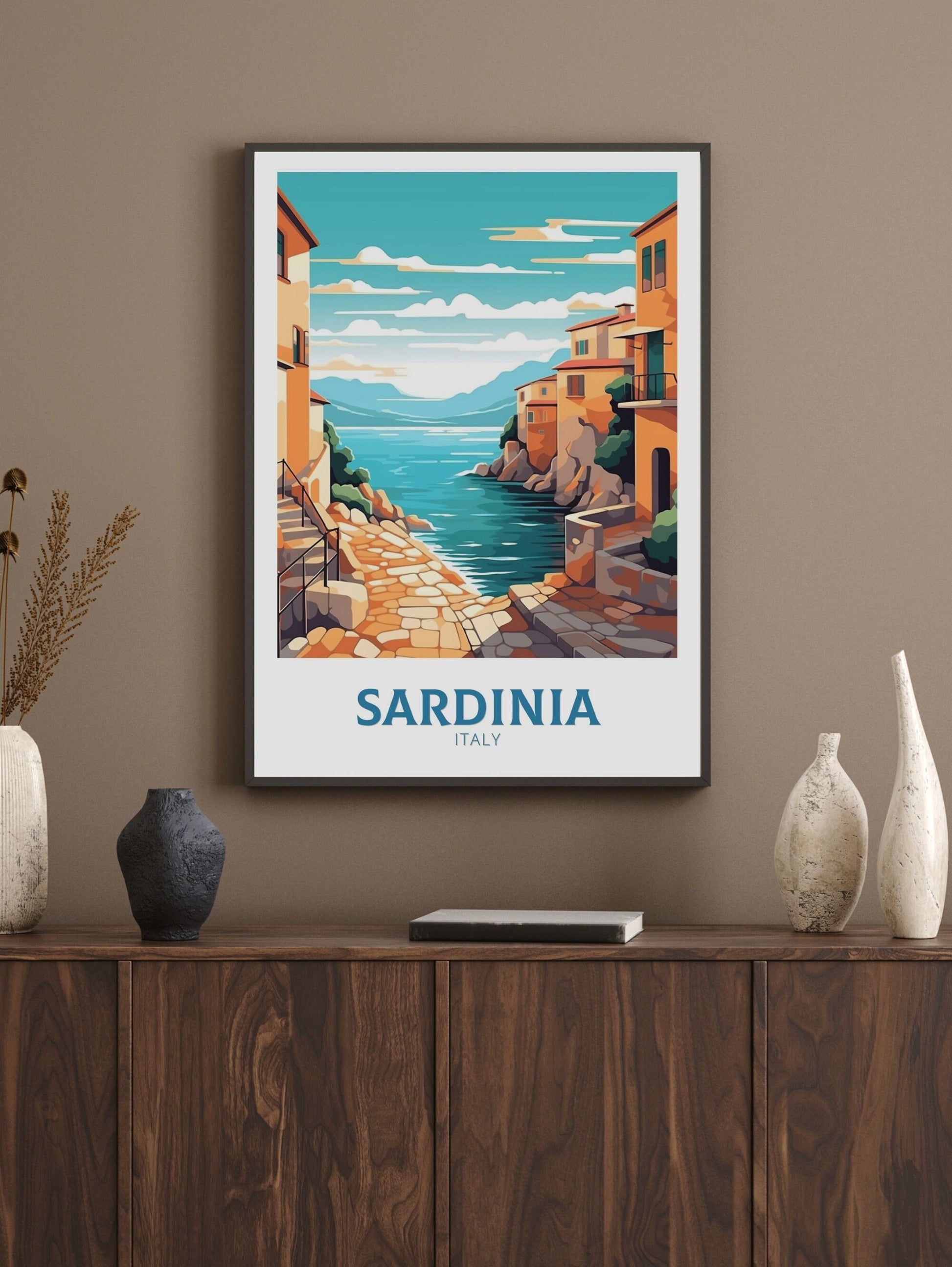 Sardinia Travel Print | Sardinia Travel Poster | Sardinia Illustration | Sardinia Wall Art | Italy Poster | Italy Home Décor | ID 413