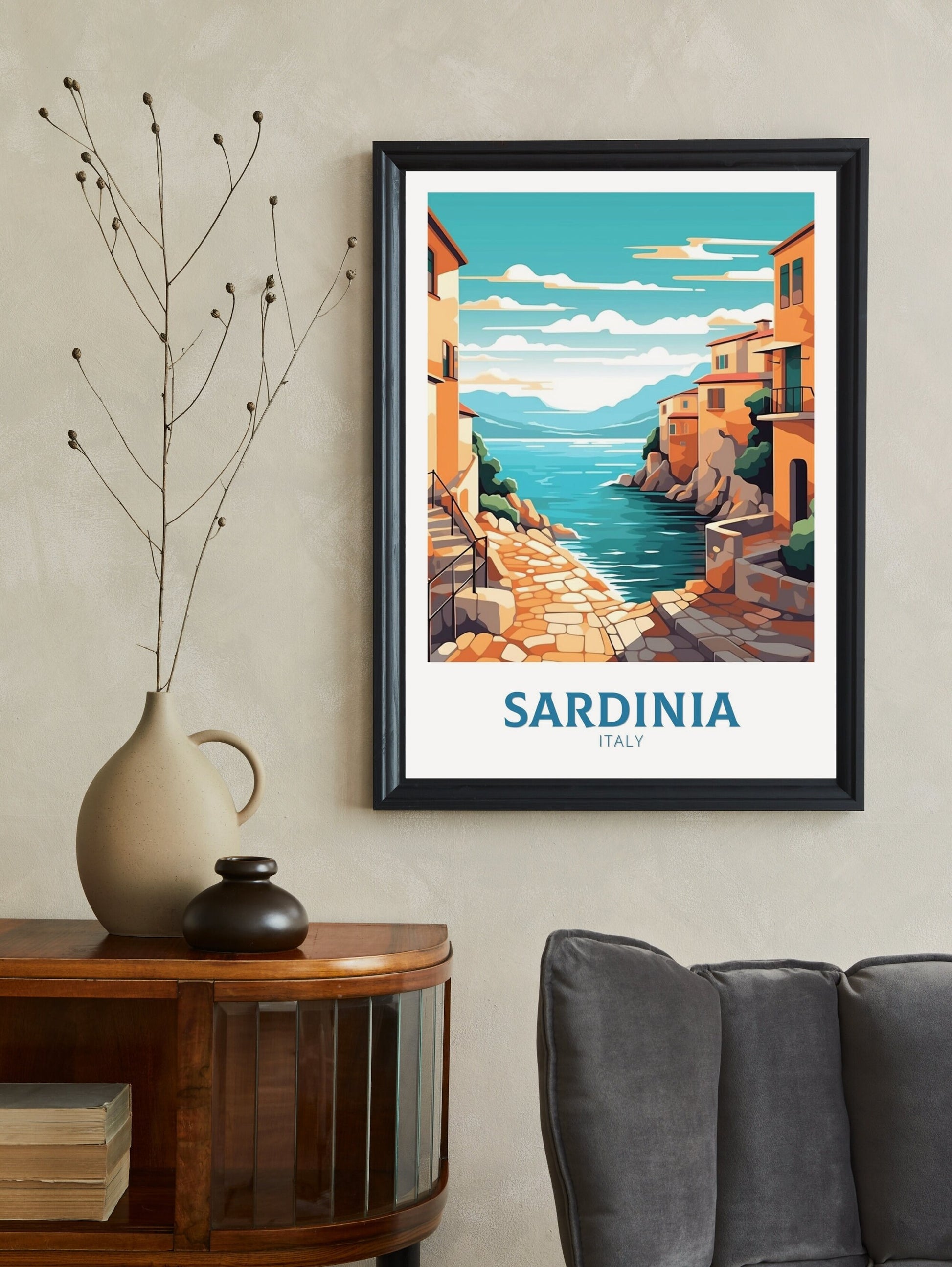 Sardinia Travel Print | Sardinia Travel Poster | Sardinia Illustration | Sardinia Wall Art | Italy Poster | Italy Home Décor | ID 413