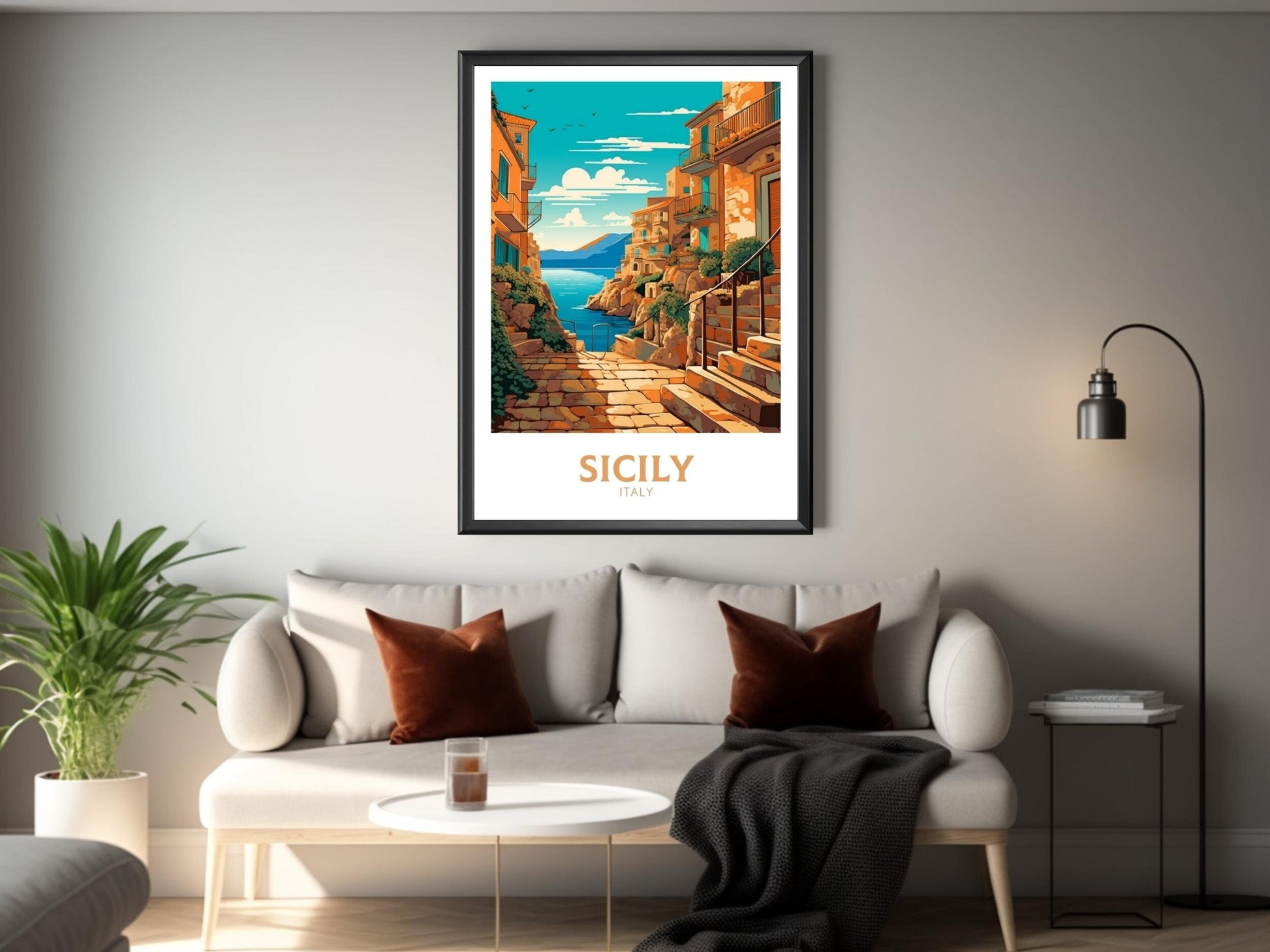 Sicily Travel Poster | Sicily Travel Print | Sicily Illustration | Sicily Wall Art | Italy Poster | Italy Home Décor | Sicily Poster ID 415