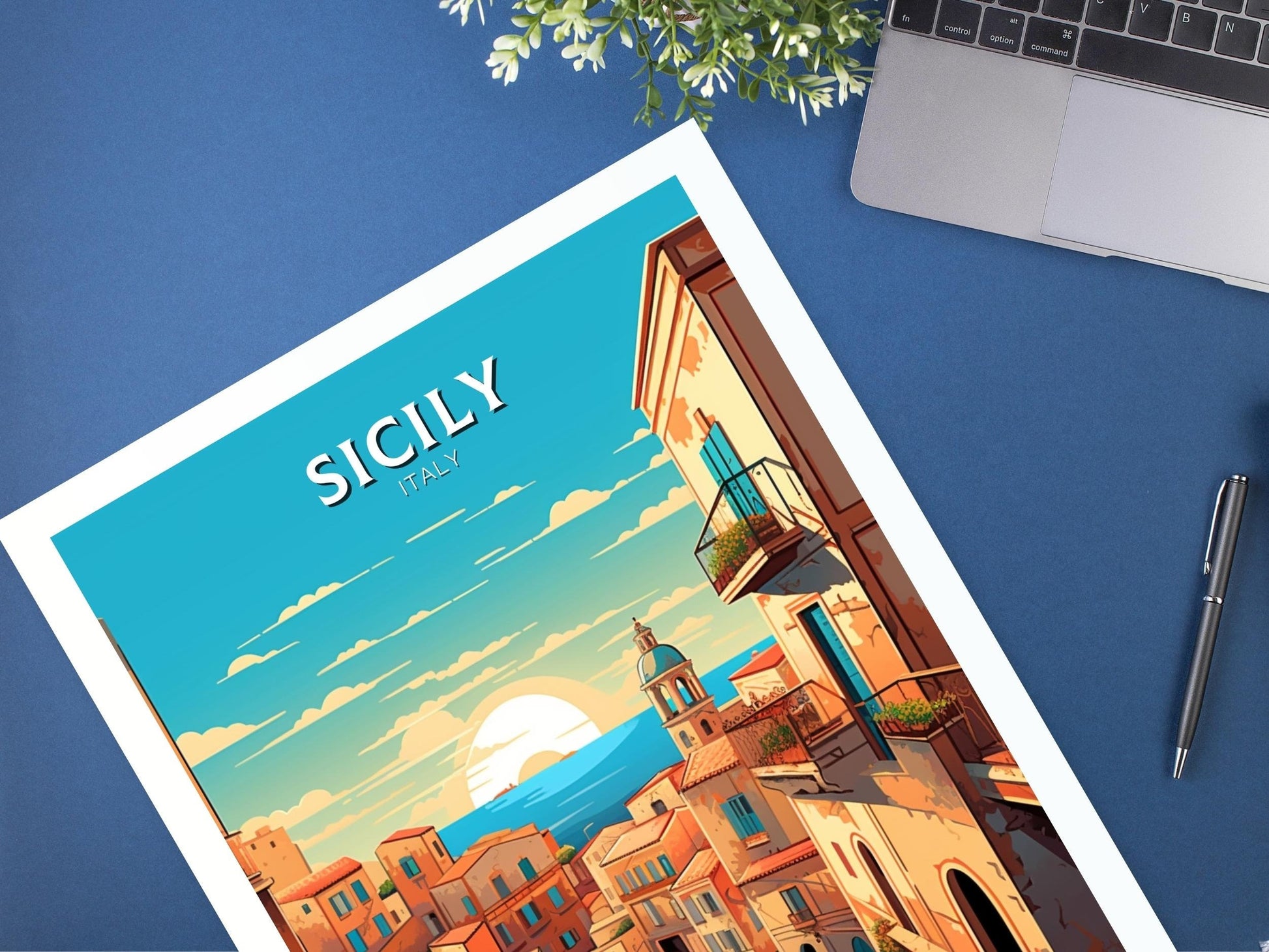 Sicily Print | Sicily Wall Art | Sicily Travel Poster | Sicily Travel Print | Sicily Illustration | Italy Poster | Italy Home Décor | ID 416