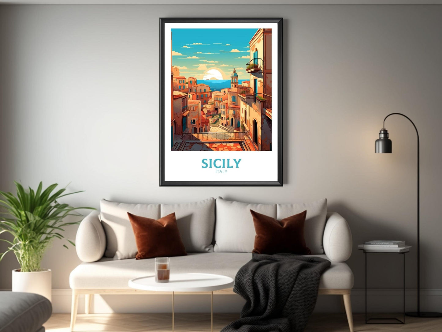 Sicily Travel Print | Sicily Illustration | Sicily Print | Sicily Wall Art | Sicily Travel Poster | Italy Poster | Italy Home Décor | ID 417