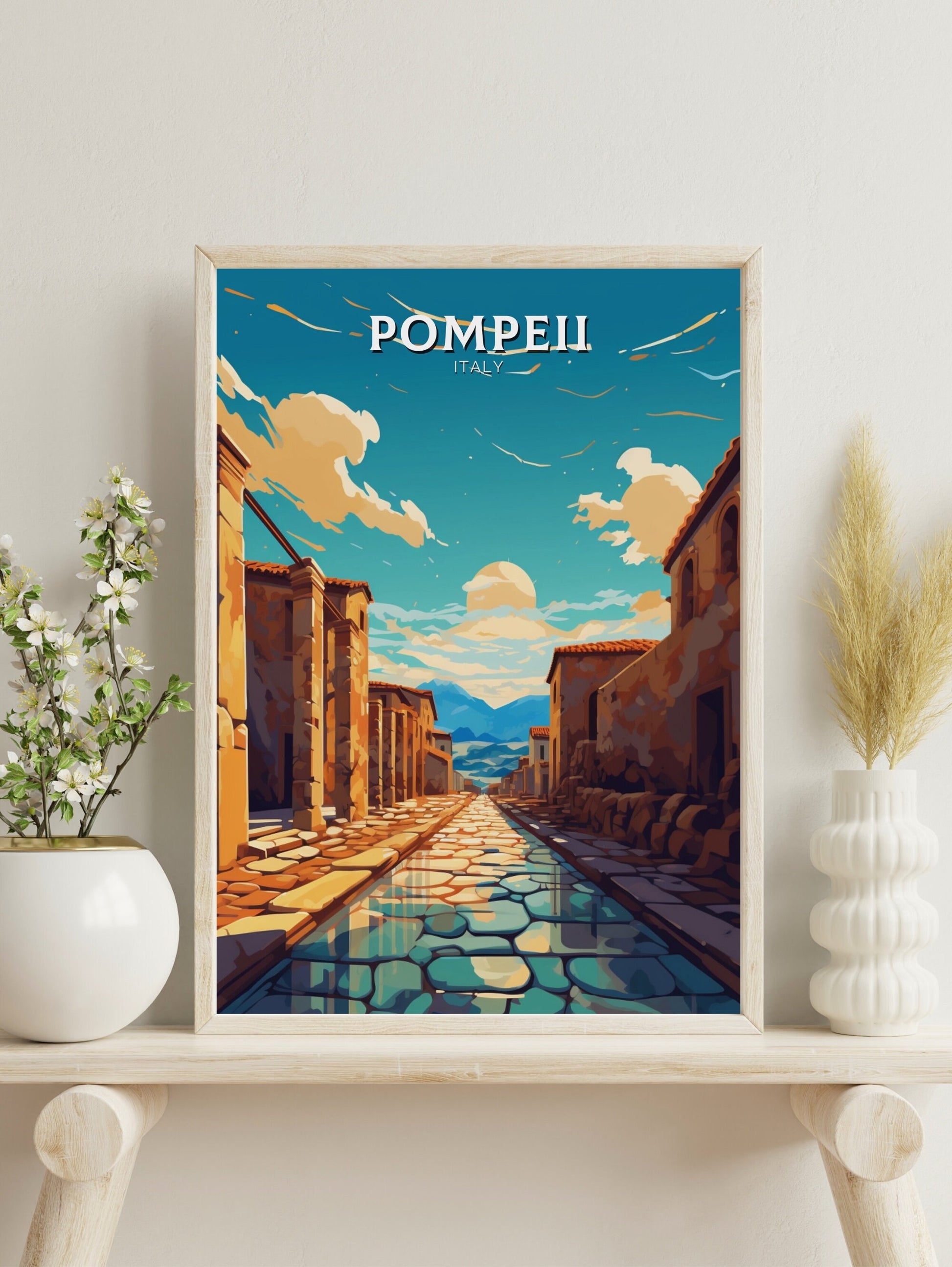 Pompeii Travel Print | Pompeii Illustration | Pompeii Print | Pompeii Wall Art | Pompeii Travel Poster | Italy Poster | Italy Décor | ID 418