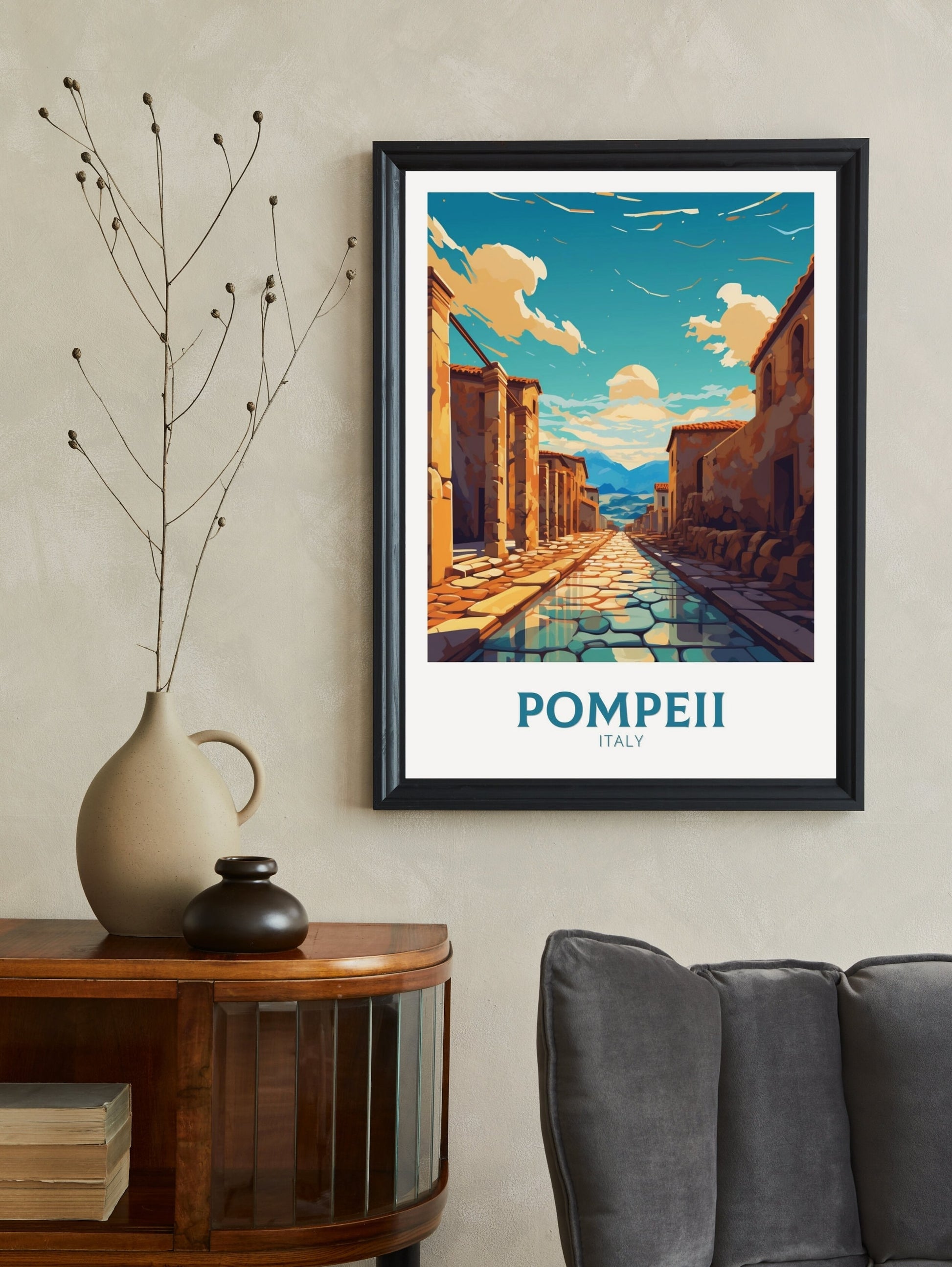 Pompeii Travel Poster | Pompeii Travel Print | Pompeii Illustration | Pompeii Print | Pompeii Wall Art | Italy Poster | Italy Décor | ID 419