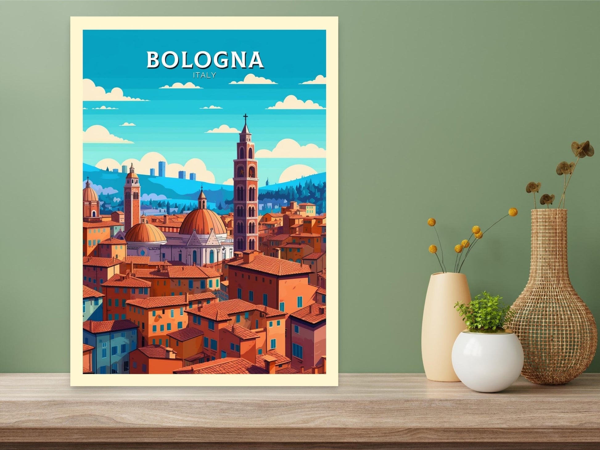 Bologna Travel Poster | Bologna Travel Print | Bologna Illustration | Bologna Print | Bologna Wall Art | Italy Poster | Italy Décor | ID 420