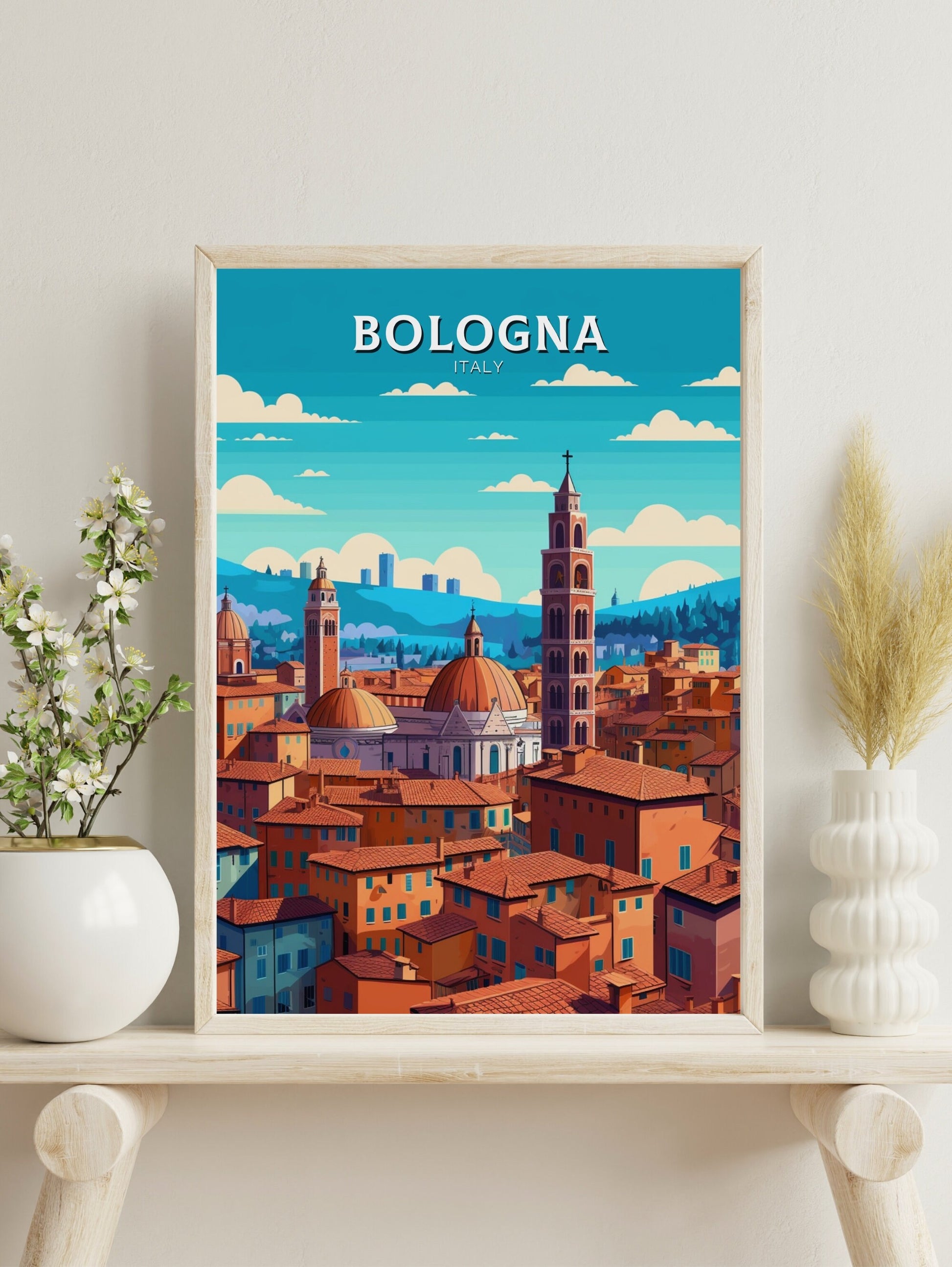 Bologna Travel Poster | Bologna Travel Print | Bologna Illustration | Bologna Print | Bologna Wall Art | Italy Poster | Italy Décor | ID 420