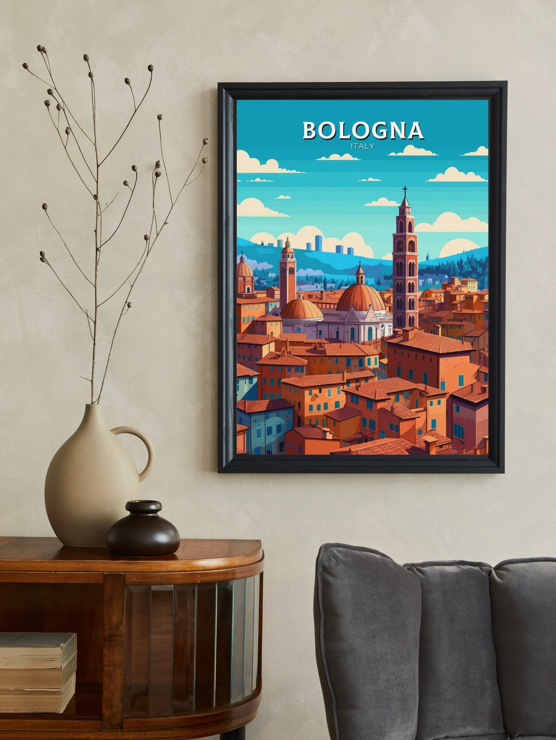 Bologna Travel Poster | Bologna Travel Print | Bologna Illustration | Bologna Print | Bologna Wall Art | Italy Poster | Italy Décor | ID 420