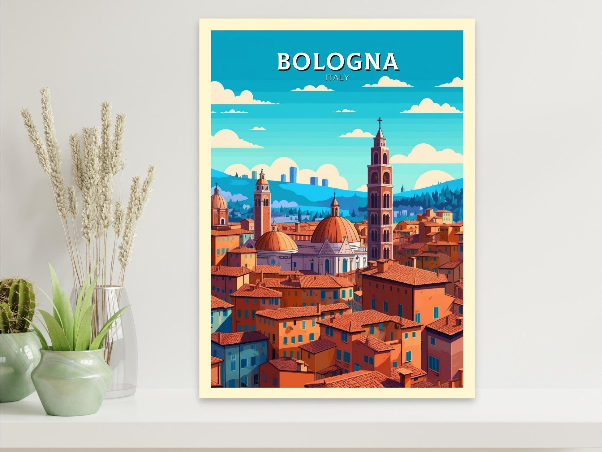 Bologna Travel Poster | Bologna Travel Print | Bologna Illustration | Bologna Print | Bologna Wall Art | Italy Poster | Italy Décor | ID 420