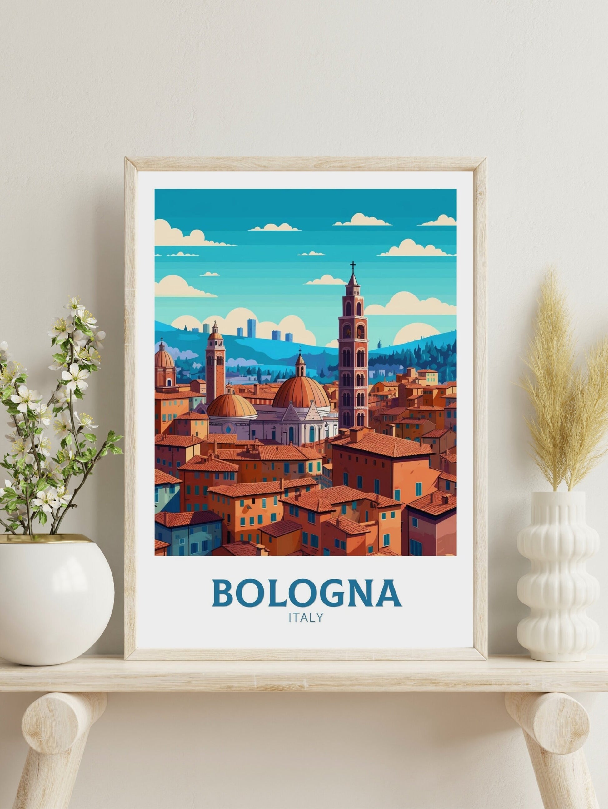 Bologna Travel Print | Bologna Travel Poster | Bologna Illustration | Bologna Print | Bologna Wall Art | Italy Poster | Italy Décor | ID 421