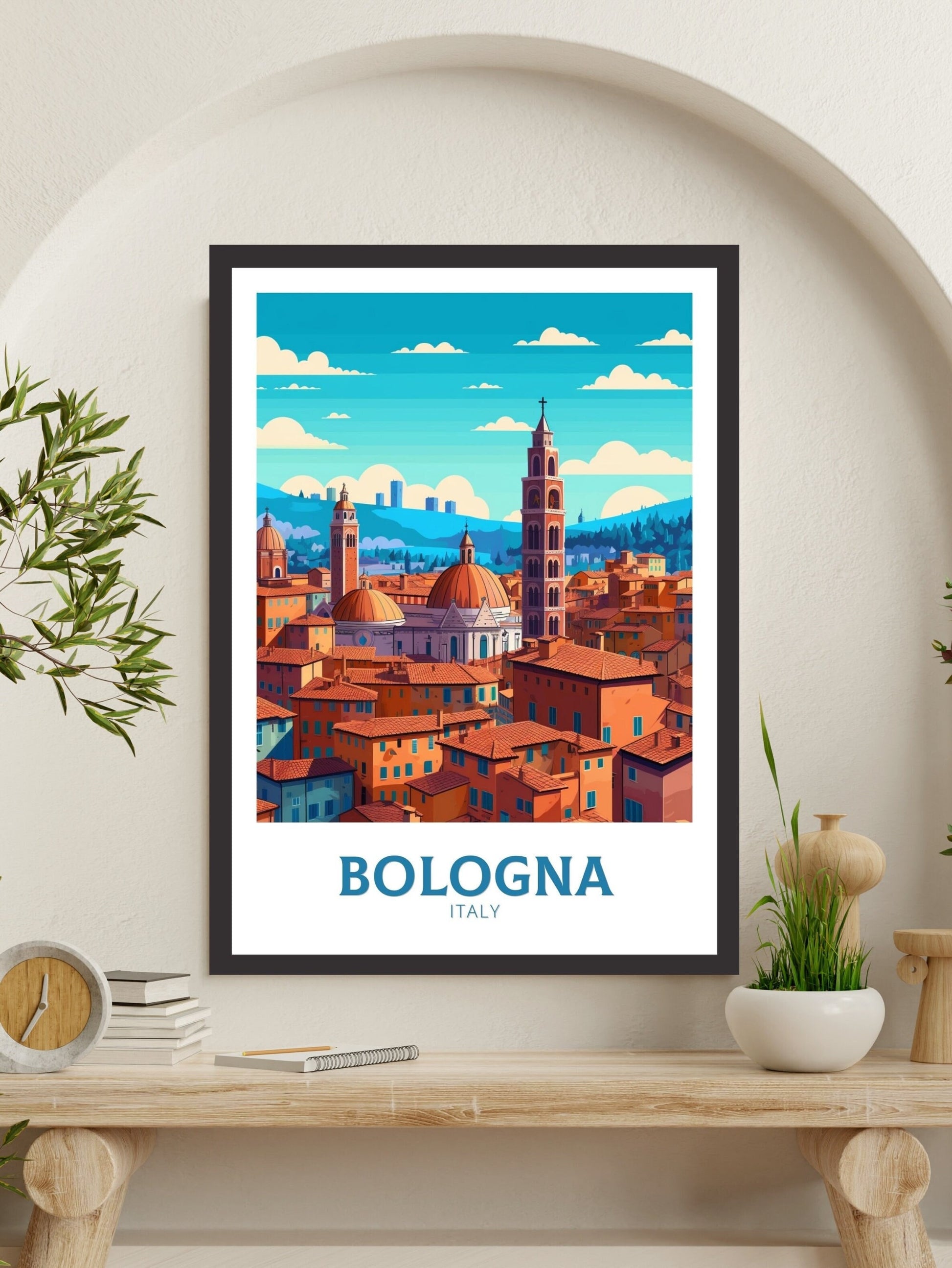 Bologna Travel Print | Bologna Travel Poster | Bologna Illustration | Bologna Print | Bologna Wall Art | Italy Poster | Italy Décor | ID 421