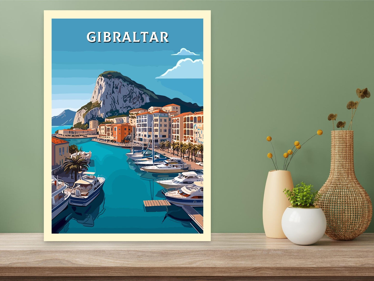 Gibraltar Travel Print | Gibraltar Poster | Gibraltar Rock Illustration | Gibraltar Wall Art | Gibraltar Print | Gibraltar Art ID 388