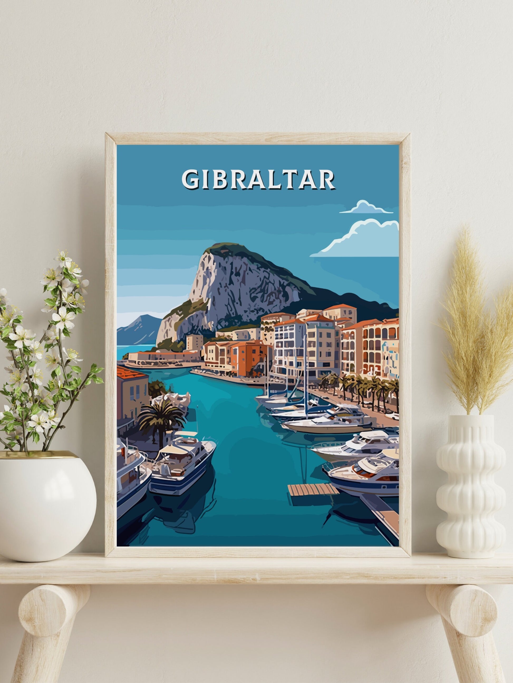 Gibraltar Travel Print | Gibraltar Poster | Gibraltar Rock Illustration | Gibraltar Wall Art | Gibraltar Print | Gibraltar Art ID 388