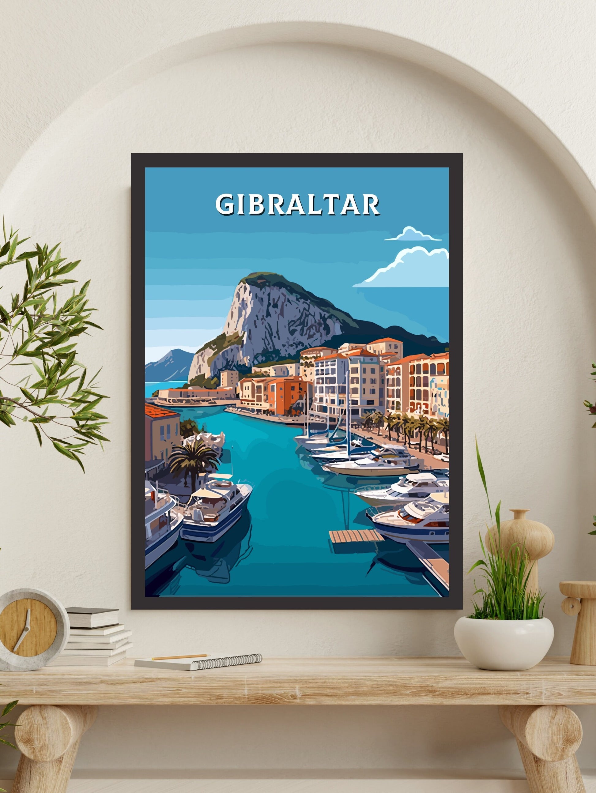 Gibraltar Travel Print | Gibraltar Poster | Gibraltar Rock Illustration | Gibraltar Wall Art | Gibraltar Print | Gibraltar Art ID 388