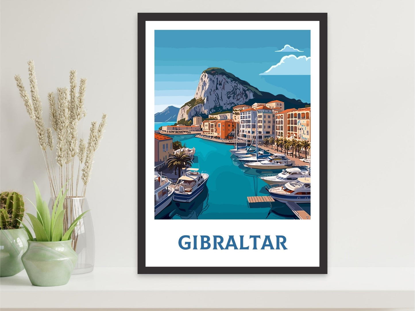 Gibraltar Poster | Gibraltar Travel Print | Gibraltar Rock Illustration | Gibraltar Wall Art | Gibraltar Print | Gibraltar Art | ID 389