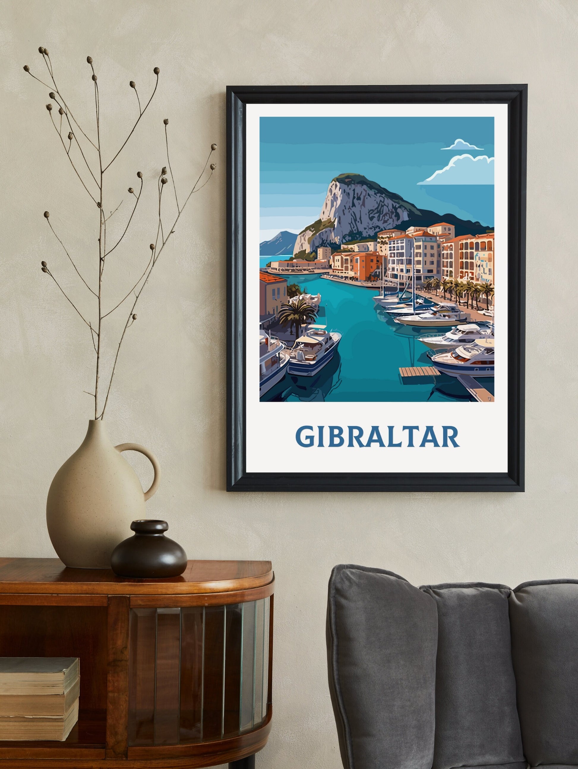 Gibraltar Poster | Gibraltar Travel Print | Gibraltar Rock Illustration | Gibraltar Wall Art | Gibraltar Print | Gibraltar Art | ID 389