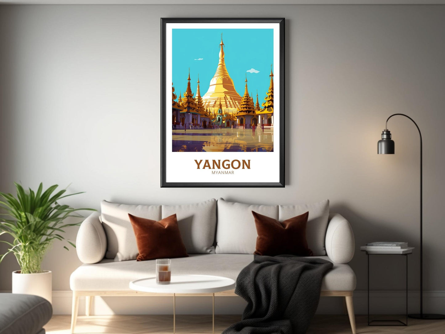 Yangon Travel Poster | Yangon Myanmar Travel Print | Yangon Illustration | Yangon Wall Art | Yangon Print | Yangon Myanmar Design | ID 428