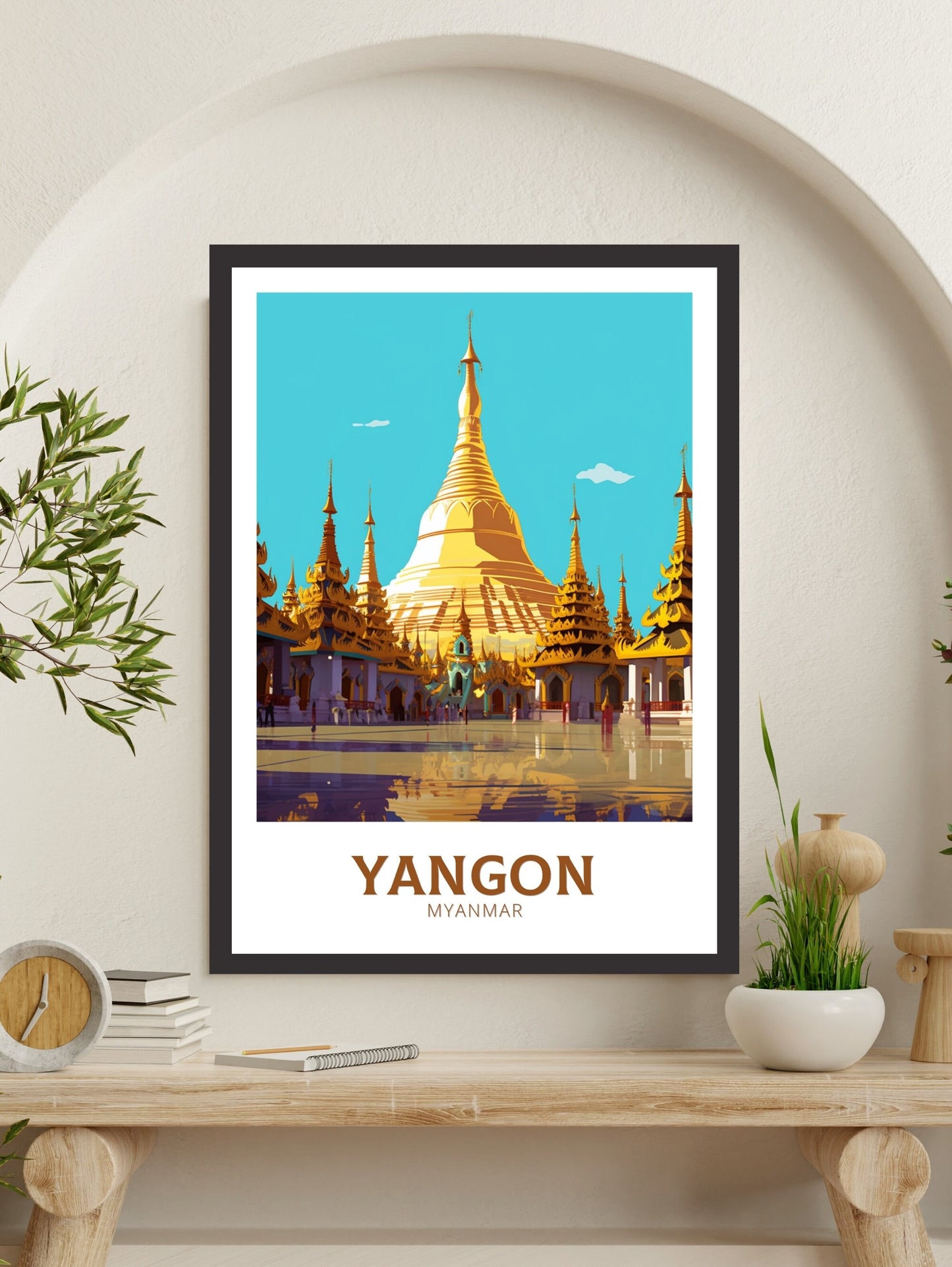 Yangon Travel Poster | Yangon Myanmar Travel Print | Yangon Illustration | Yangon Wall Art | Yangon Print | Yangon Myanmar Design | ID 428