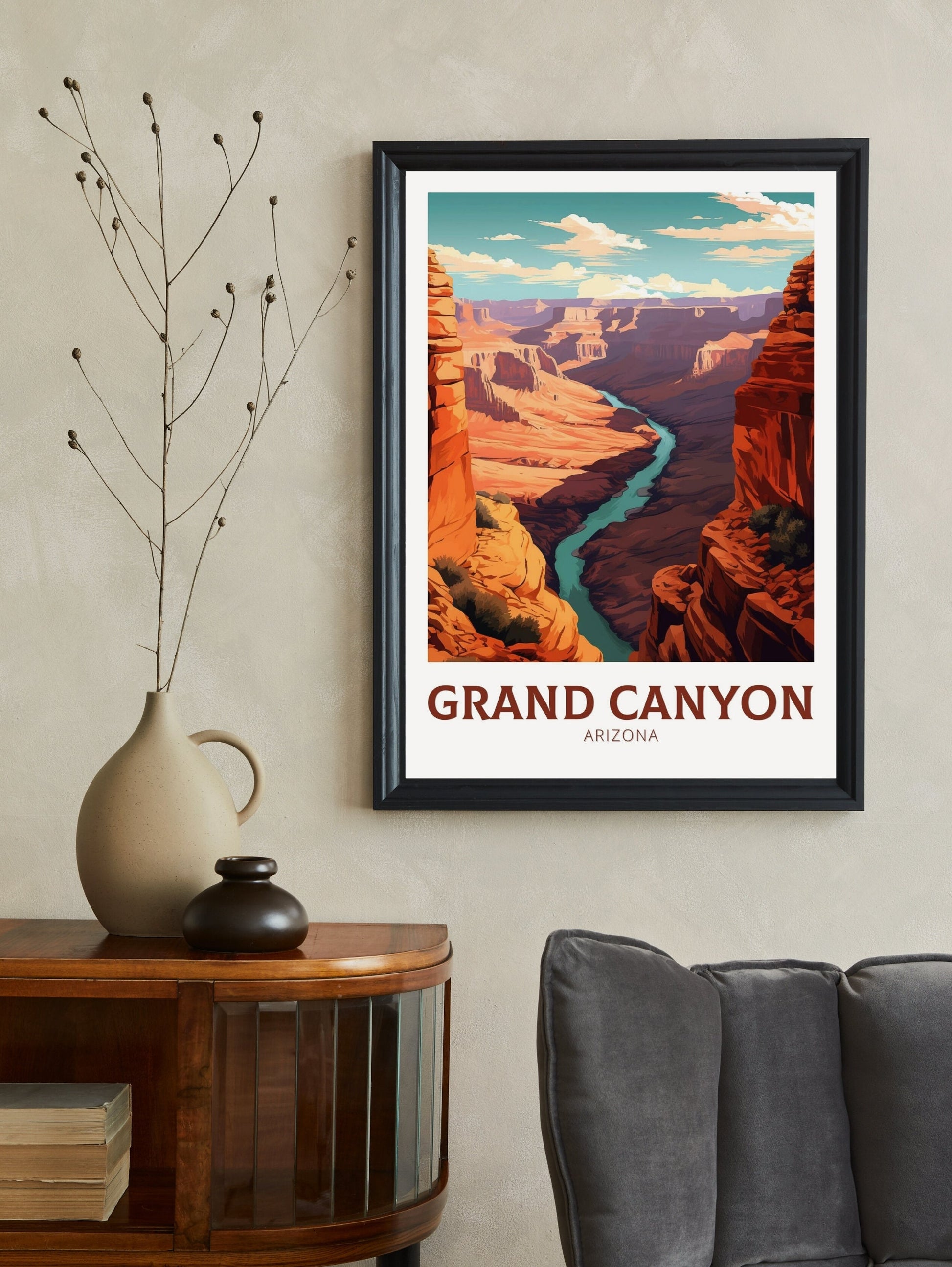 Grand Canyon Arizona Poster | Grand Canyon Travel Print | Grand Canyon Illustration | Arizona Travel Print | Grand Canyon Wall Art | ID 332