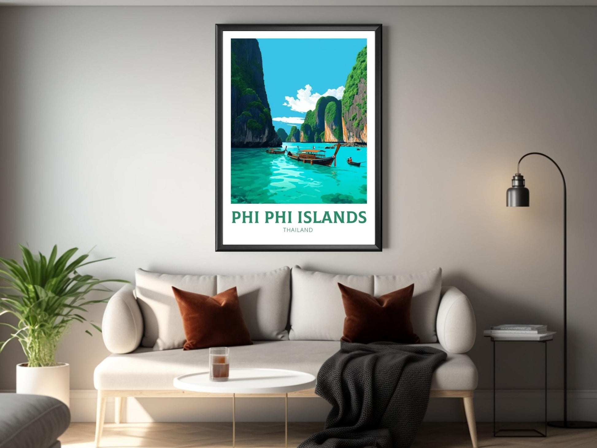 Phi Phi Islands Print | Phi Phi Islands Poster | Thailand Beach Illustration | Phi Phi Travel Print | Thailand Travel Poster | ID 339