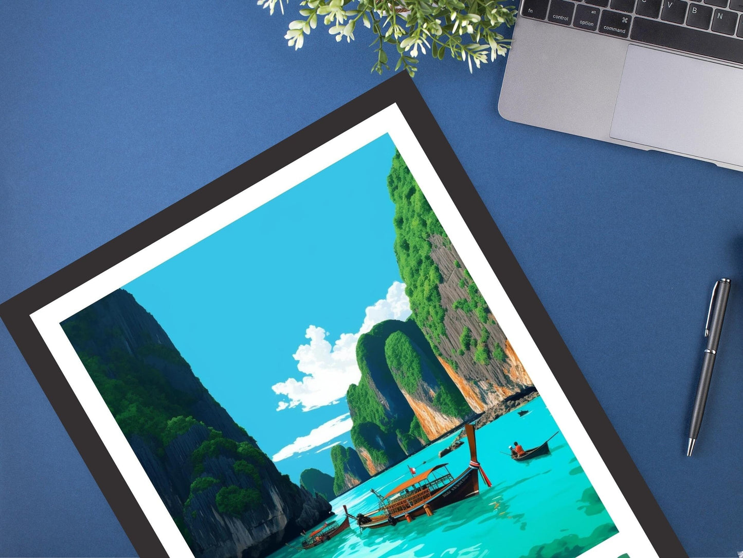 Phi Phi Islands Print | Phi Phi Islands Poster | Thailand Beach Illustration | Phi Phi Travel Print | Thailand Travel Poster | ID 339