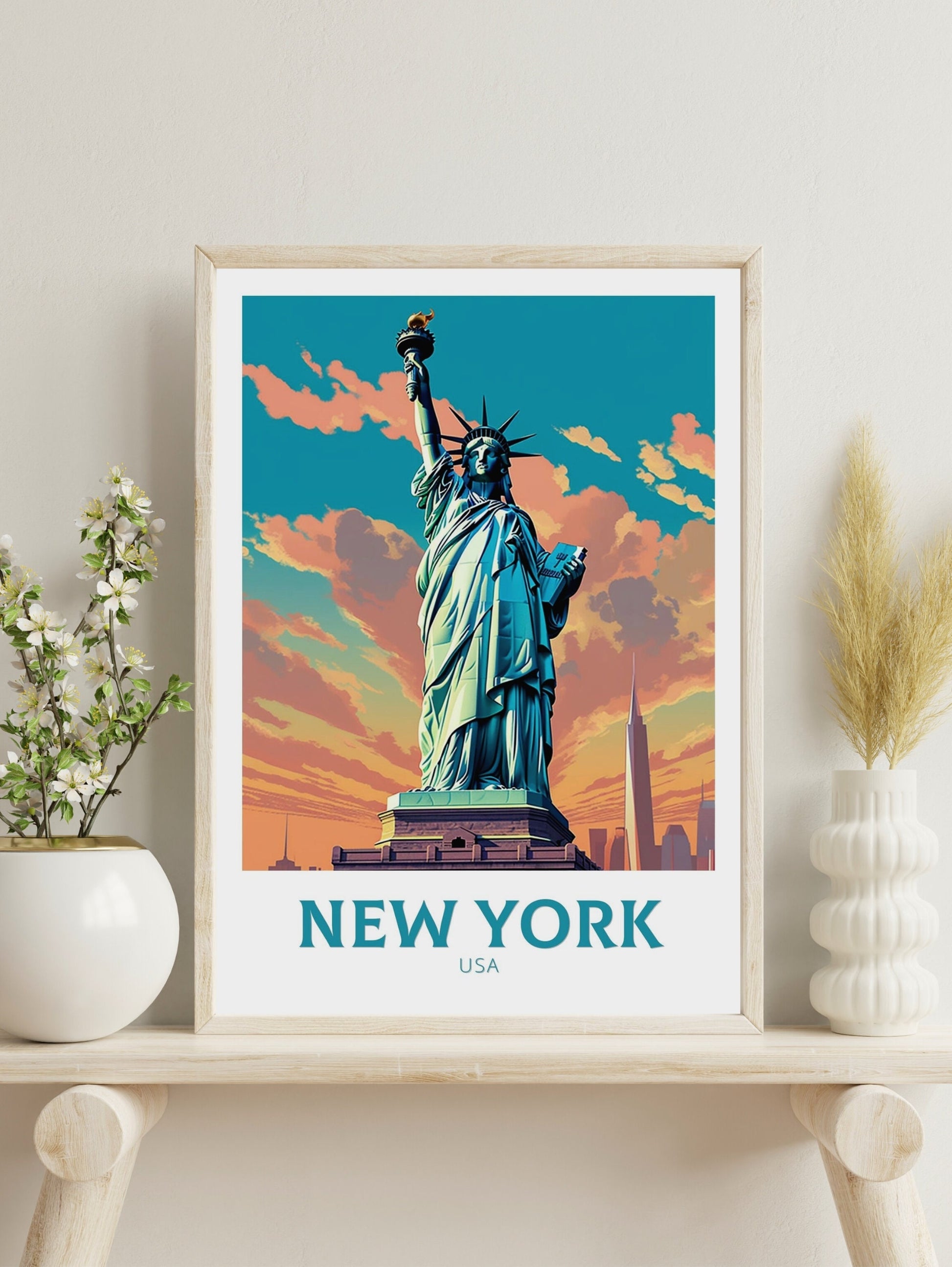 New York Poster | New York Travel Print | New York Design | New York Wall Art | New York Illustration | Statue of Liberty print | ID 341