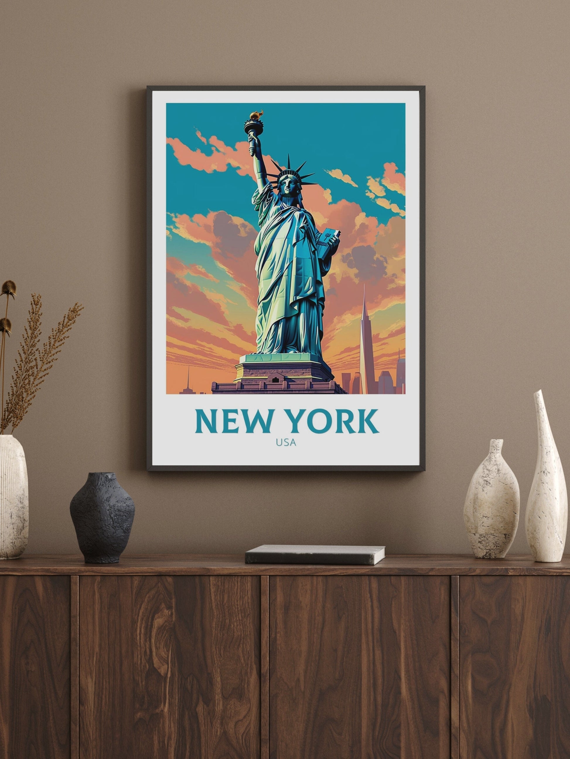 New York Poster | New York Travel Print | New York Design | New York Wall Art | New York Illustration | Statue of Liberty print | ID 341