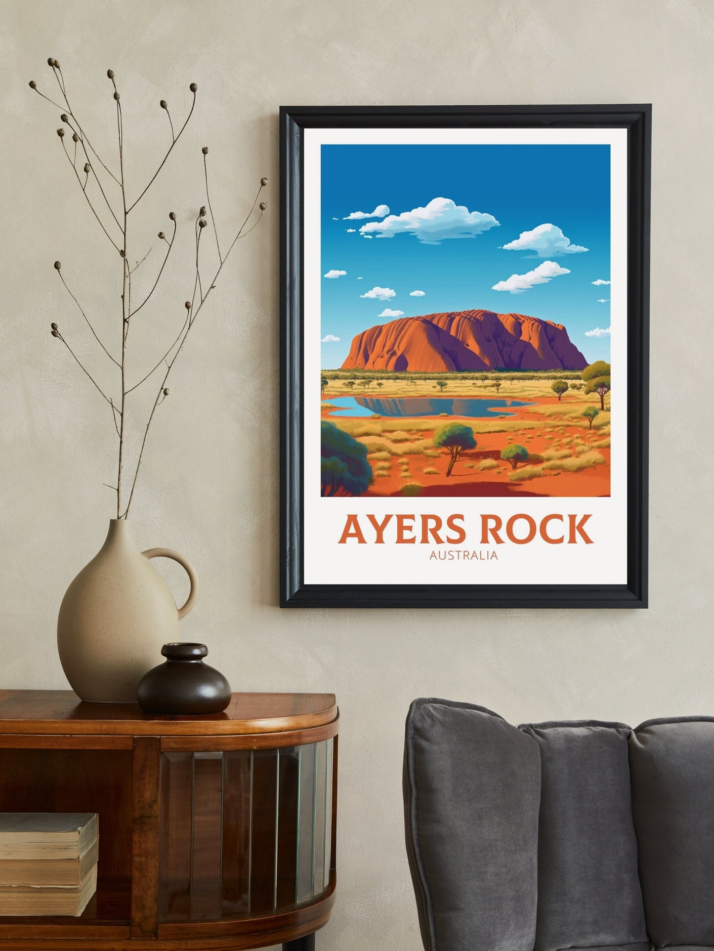 Ayers Rock Print | Ayers Rock Poster | Ayers Rock Illustration | Uluru Poster | Ayers Rock Wall Art | Australia Print | Uluru Print ID 348