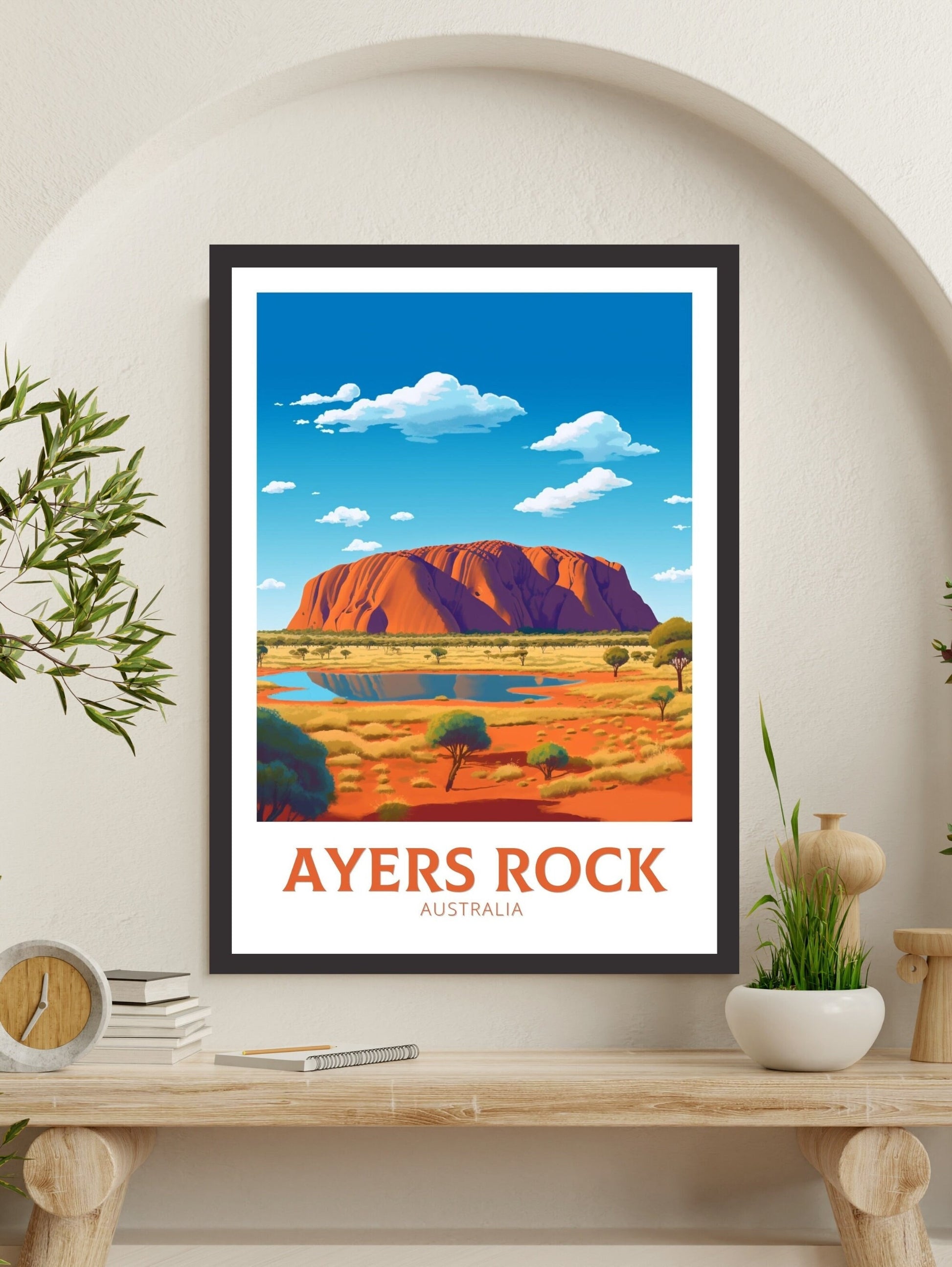 Ayers Rock Print | Ayers Rock Poster | Ayers Rock Illustration | Uluru Poster | Ayers Rock Wall Art | Australia Print | Uluru Print ID 348