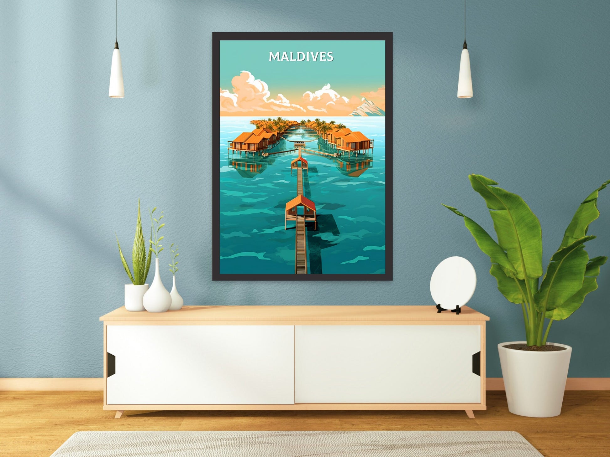 Maldives Print | Maldives Illustration | Maldives sunset | Maldives Print | Maldives Wall Art | Beach Print | ID 096