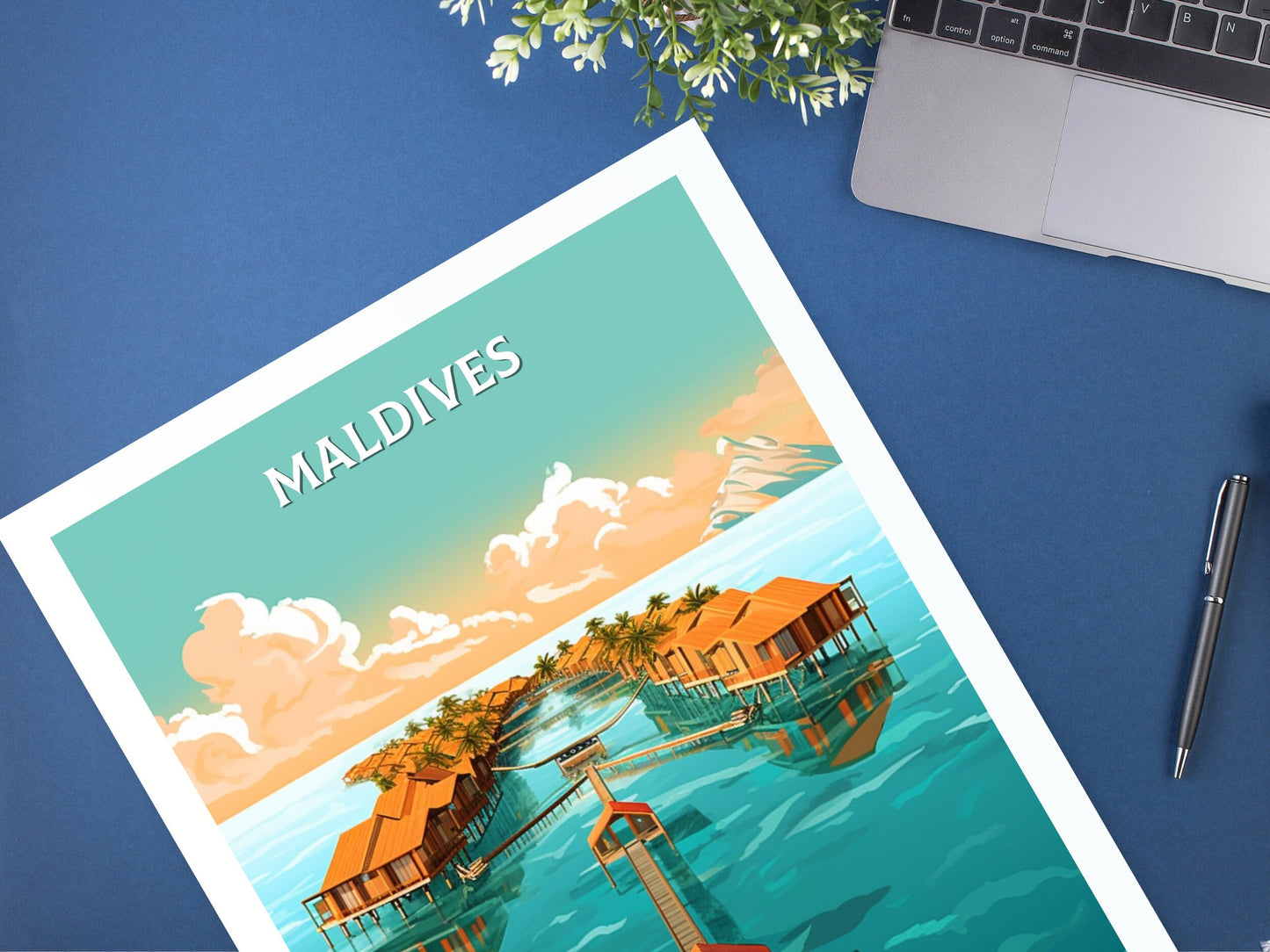 Maldives Print | Maldives Illustration | Maldives sunset | Maldives Print | Maldives Wall Art | Beach Print | ID 096