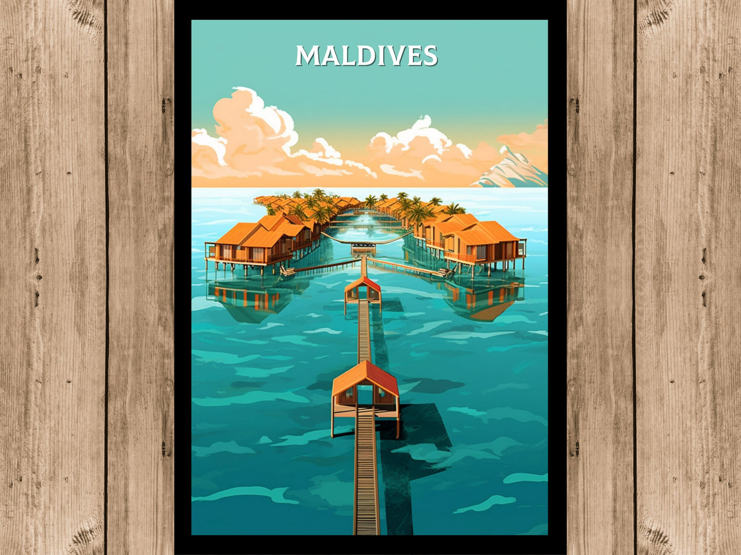 Maldives Print | Maldives Illustration | Maldives sunset | Maldives Print | Maldives Wall Art | Beach Print | ID 096