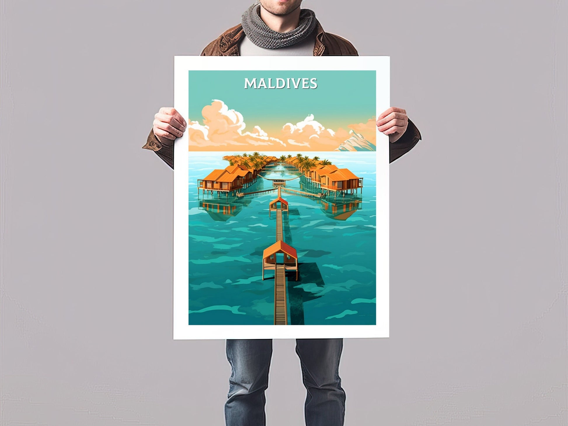 Maldives Print | Maldives Illustration | Maldives sunset | Maldives Print | Maldives Wall Art | Beach Print | ID 096