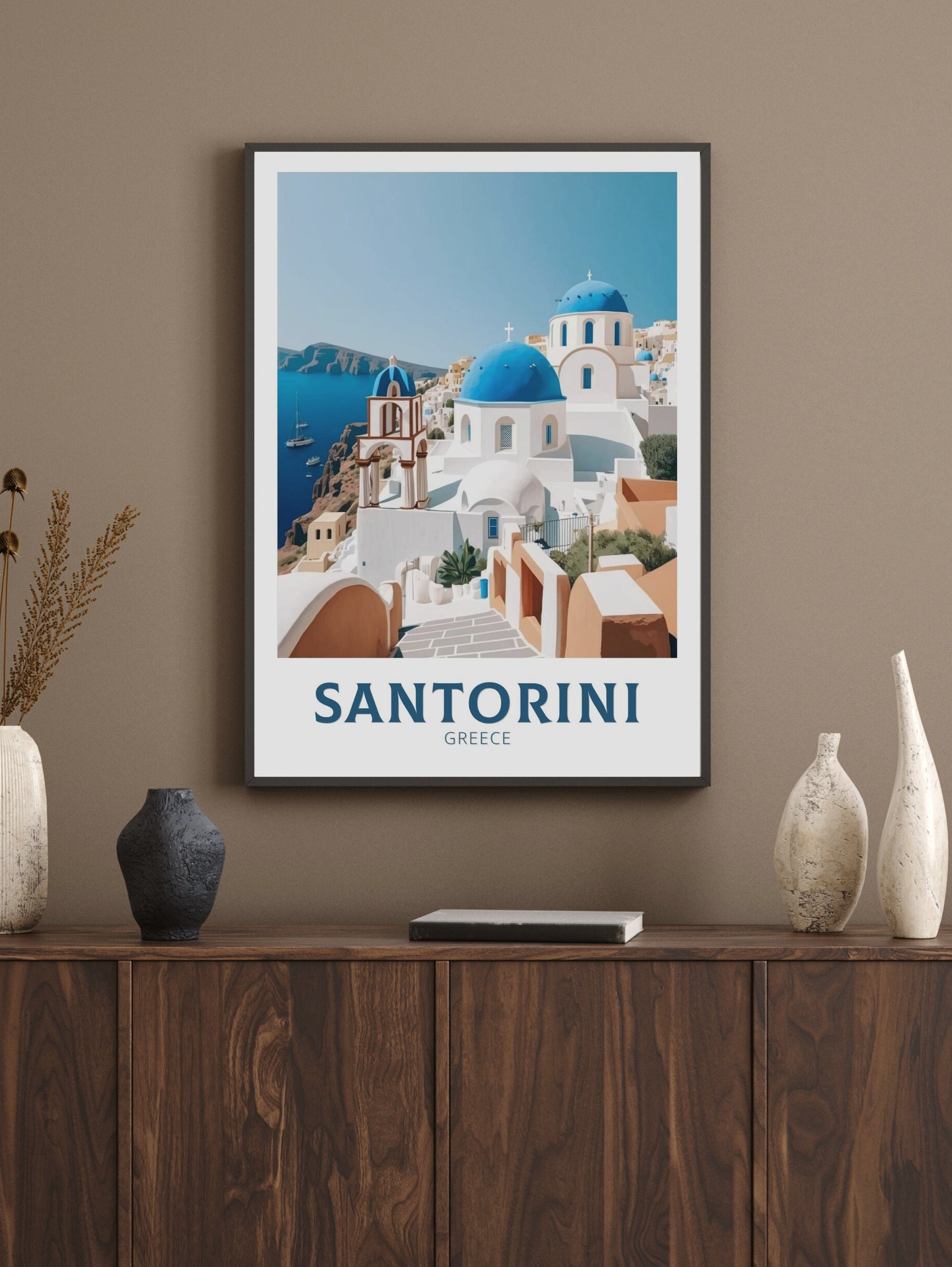 Santorini Travel Poster | Santorini Illustration | Santorini Wall Art | Greece Poster | Greece Home Décor | Santorini Print | ID 355