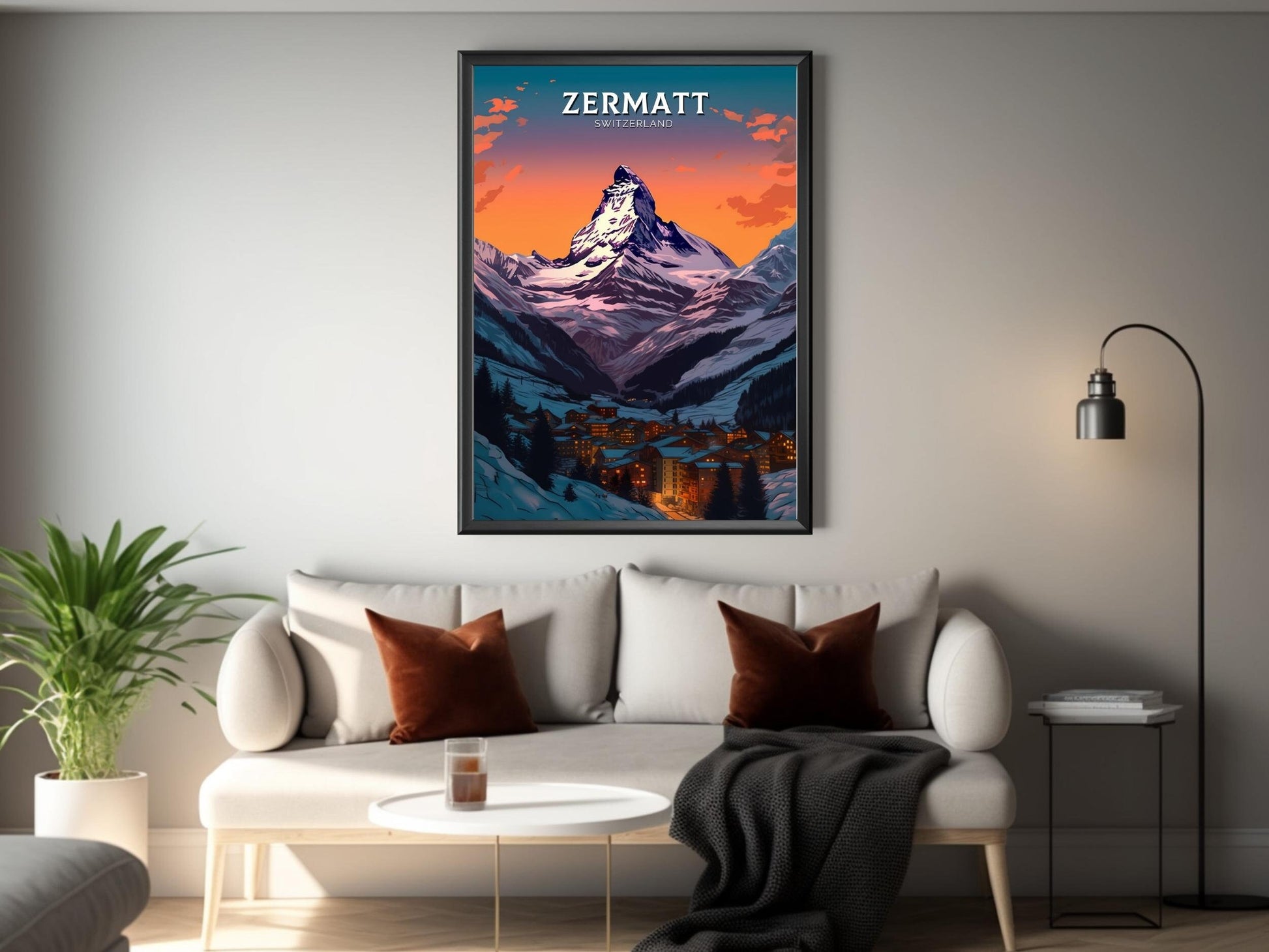 Zermatt Travel Poster | Zermatt Travel Print | Zermatt Illustration | Zermatt Wall Art | Switzerland Print | Zermatt Artwork | ID 350