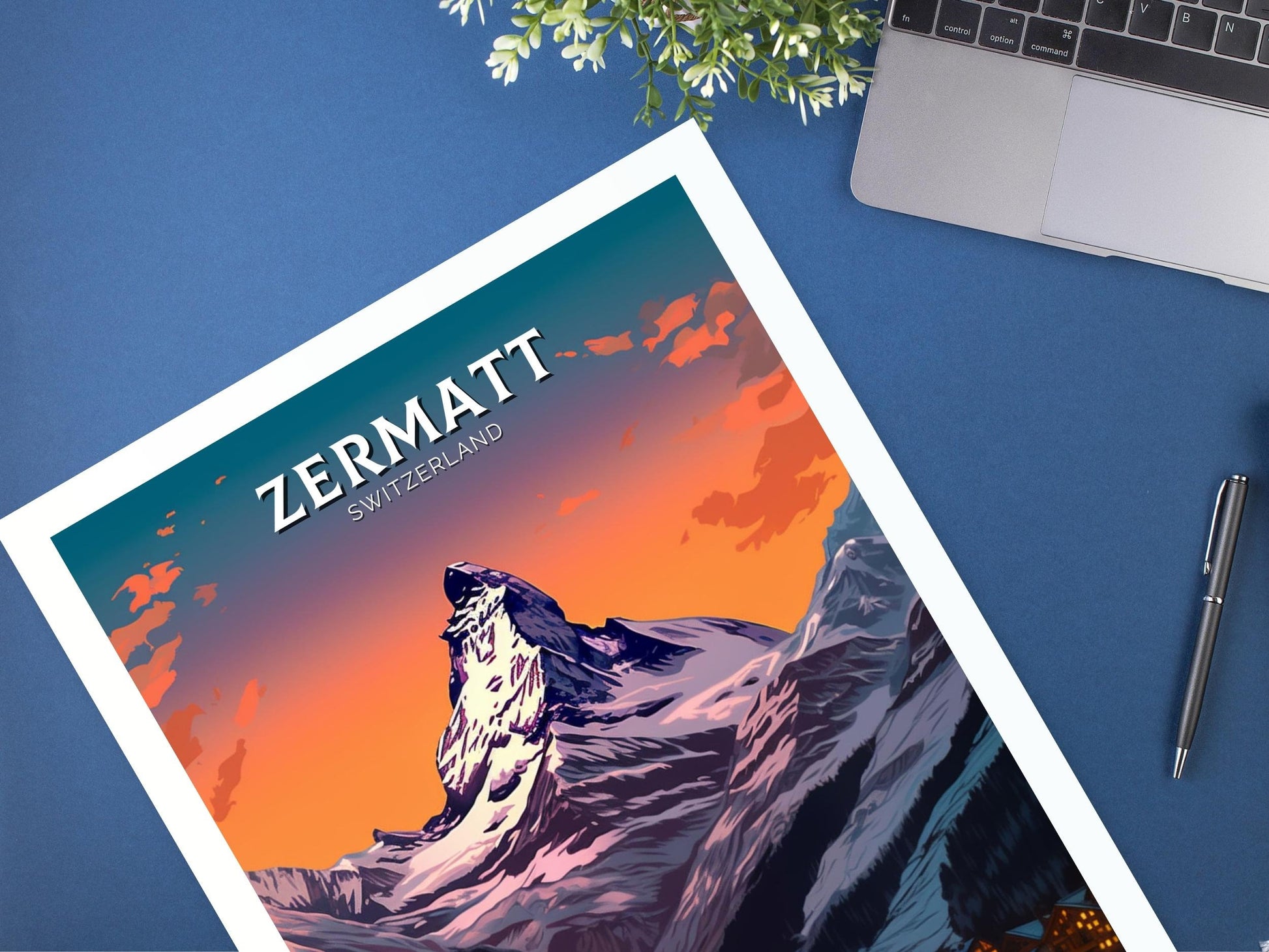 Zermatt Travel Poster | Zermatt Travel Print | Zermatt Illustration | Zermatt Wall Art | Switzerland Print | Zermatt Artwork | ID 350