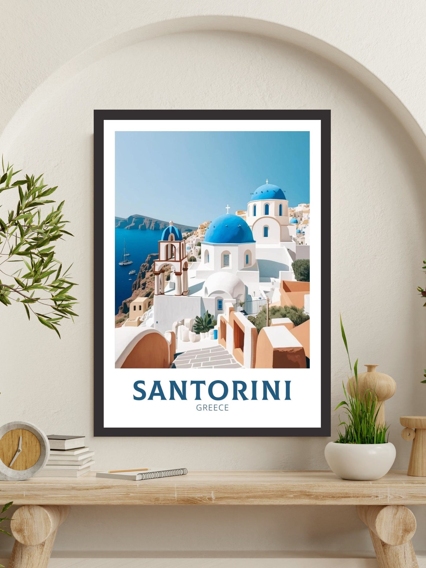 Santorini Travel Poster | Santorini Illustration | Santorini Wall Art | Greece Poster | Greece Home Décor | Santorini Print | ID 355