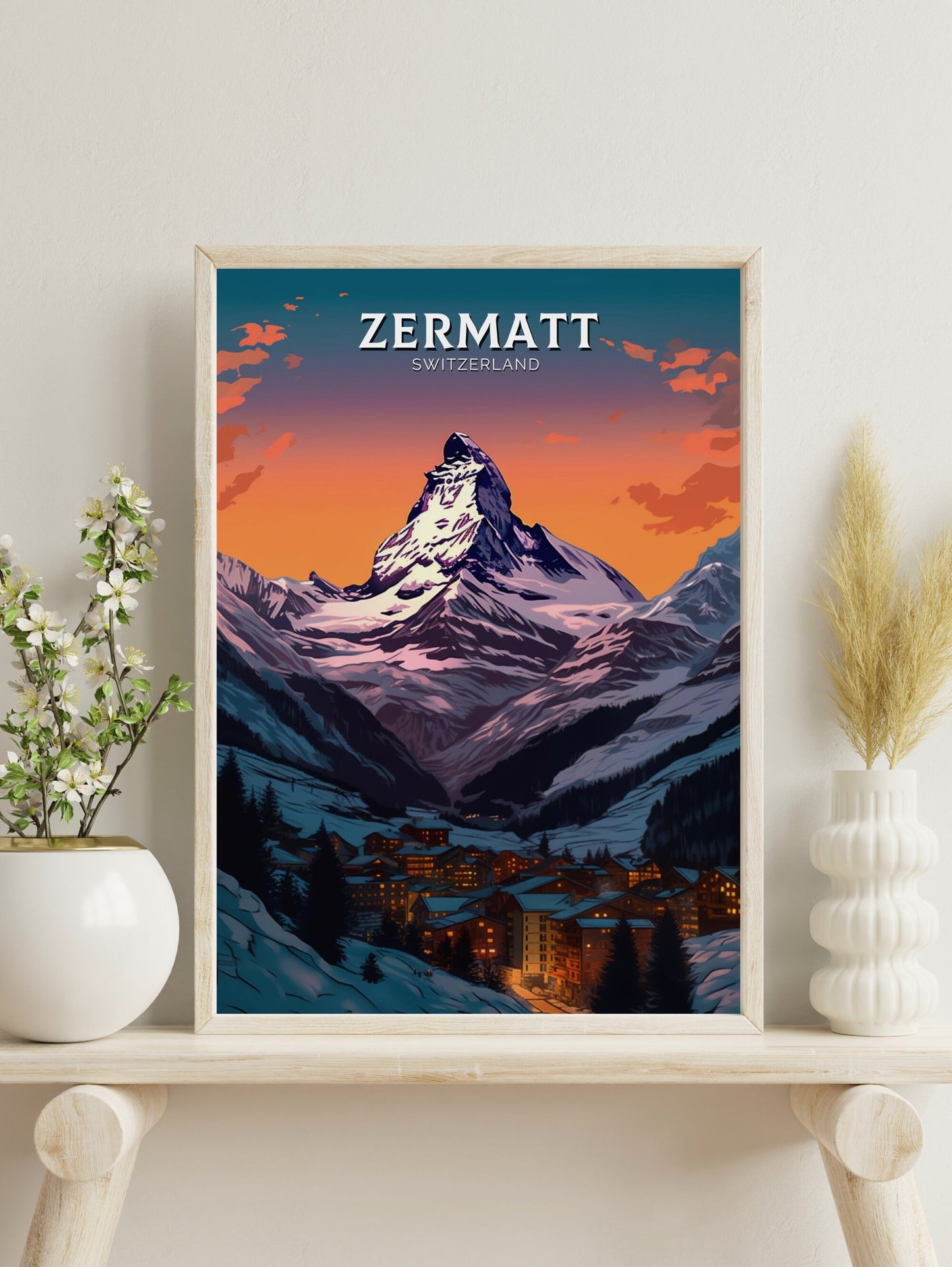 Zermatt Travel Poster | Zermatt Travel Print | Zermatt Illustration | Zermatt Wall Art | Switzerland Print | Zermatt Artwork | ID 350