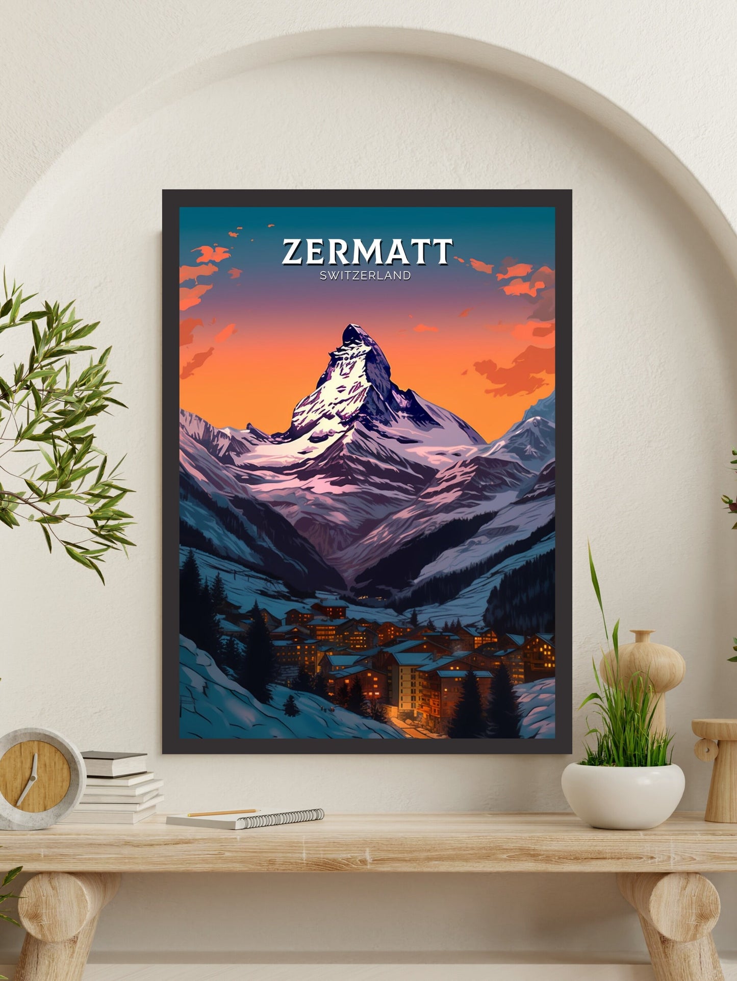 Zermatt Travel Poster | Zermatt Travel Print | Zermatt Illustration | Zermatt Wall Art | Switzerland Print | Zermatt Artwork | ID 350