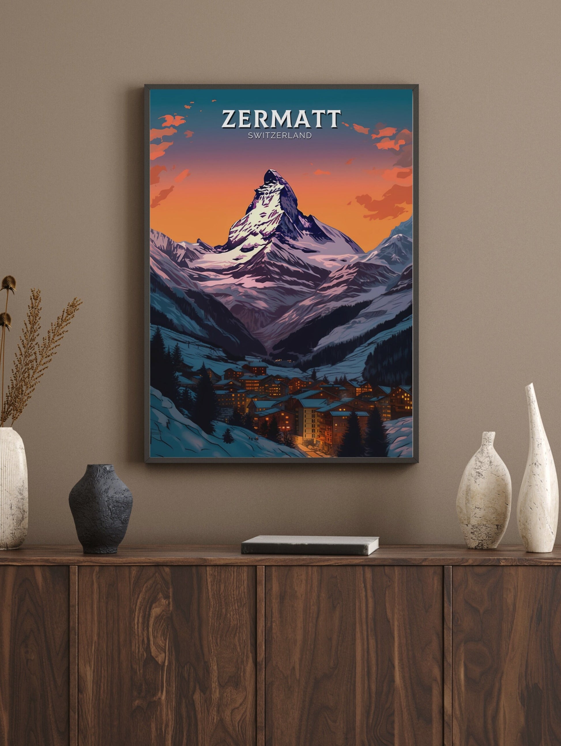 Zermatt Travel Poster | Zermatt Travel Print | Zermatt Illustration | Zermatt Wall Art | Switzerland Print | Zermatt Artwork | ID 350