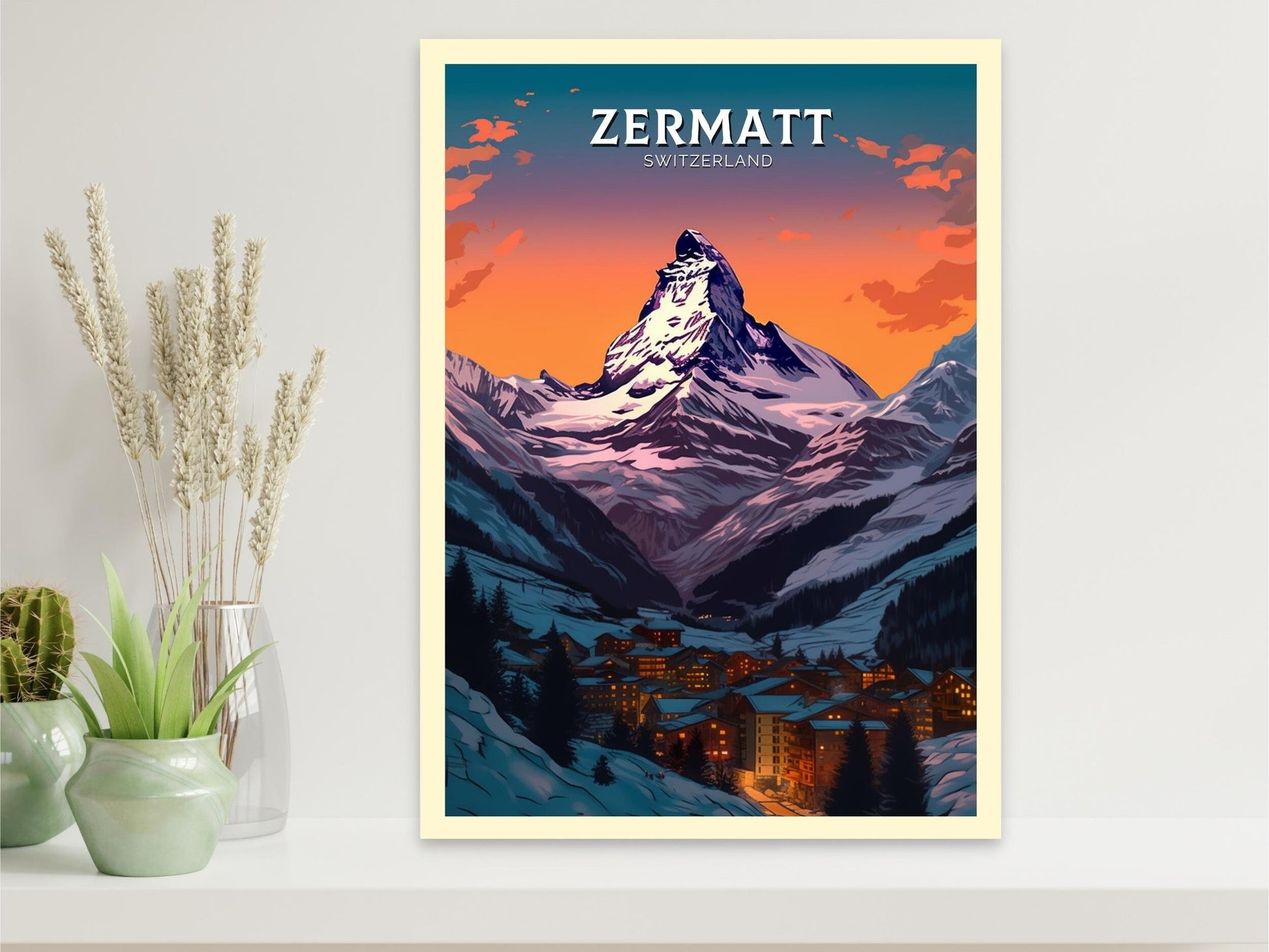 Zermatt Travel Poster | Zermatt Travel Print | Zermatt Illustration | Zermatt Wall Art | Switzerland Print | Zermatt Artwork | ID 350