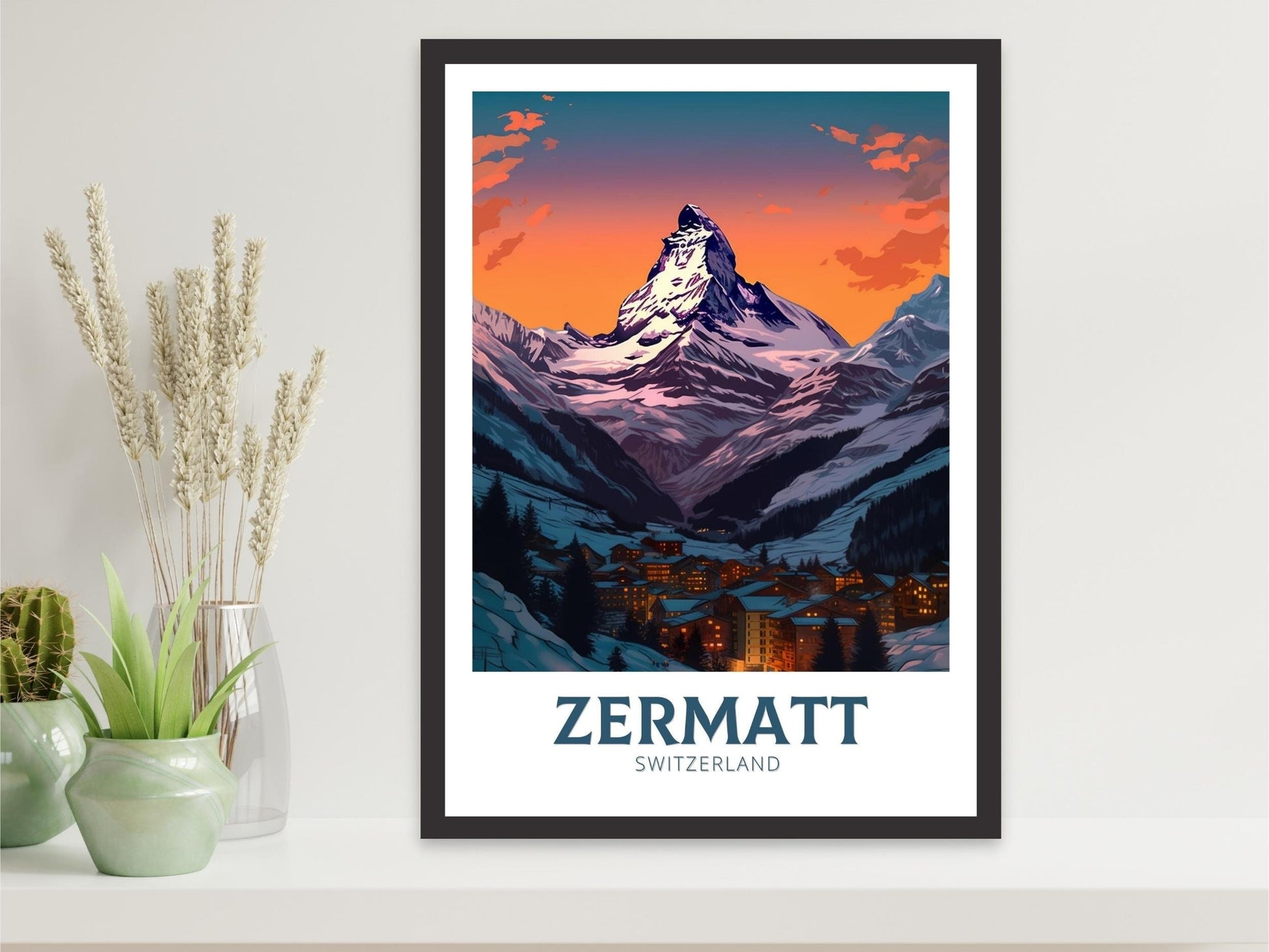 Zermatt Travel Print | Zermatt Travel Poster | Zermatt Illustration | Zermatt Wall Art | Switzerland Print | Zermatt Artwork | ID 351