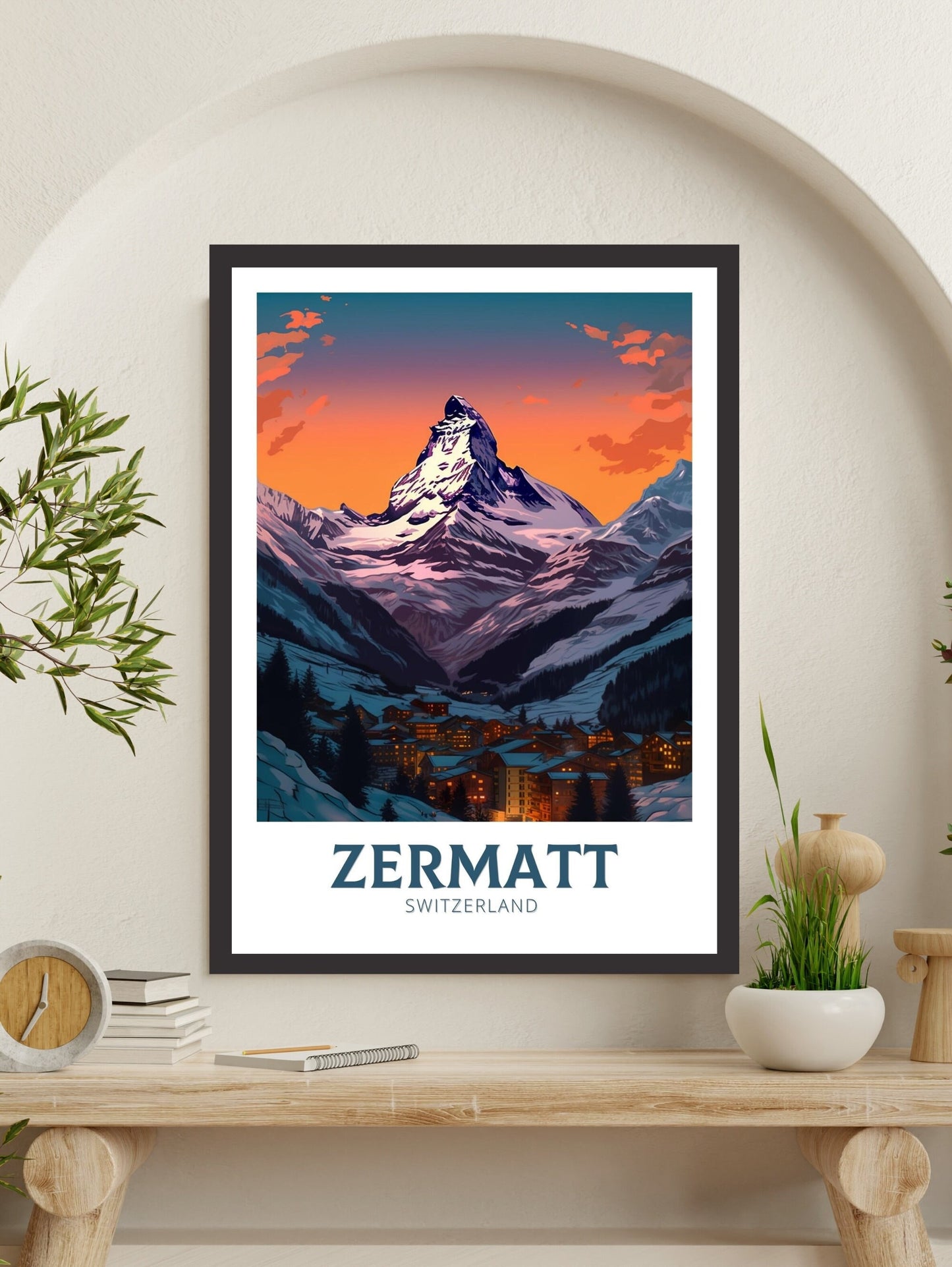 Zermatt Travel Print | Zermatt Travel Poster | Zermatt Illustration | Zermatt Wall Art | Switzerland Print | Zermatt Artwork | ID 351