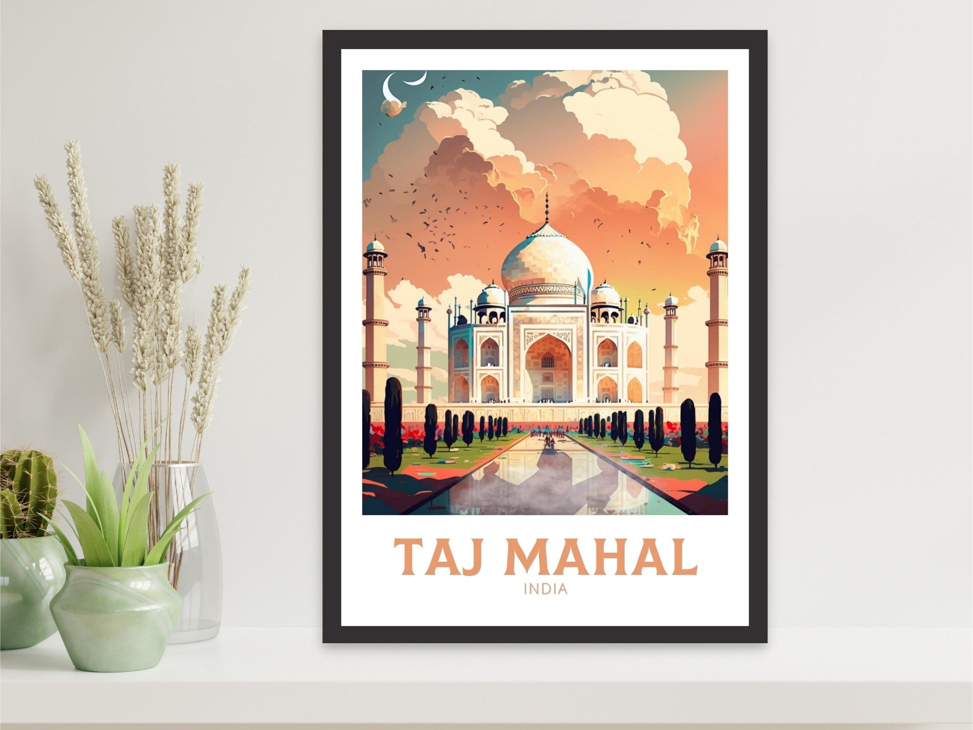 Taj Mahal Travel Poster | Taj Mahal Illustration | Taj Mahal Wall Art | India Poster | Taj Mahal Poster | Taj Mahal India Painting | ID 359