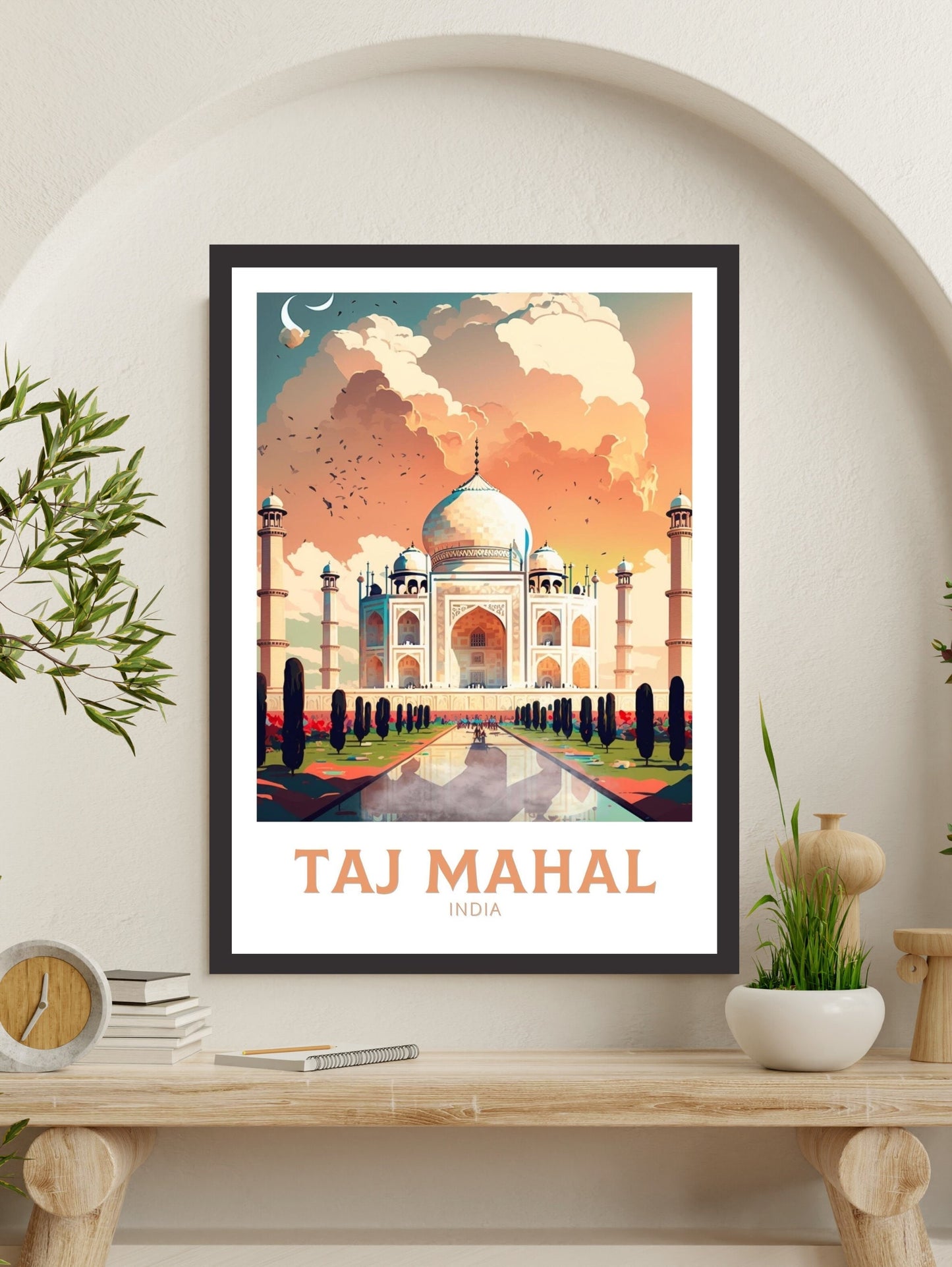 Taj Mahal Travel Poster | Taj Mahal Illustration | Taj Mahal Wall Art | India Poster | Taj Mahal Poster | Taj Mahal India Painting | ID 359