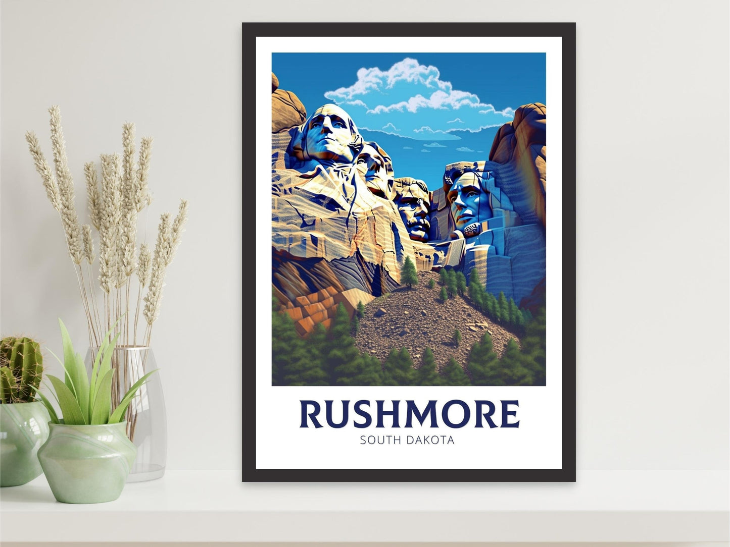 Rushmore Travel Print | Mount Rushmore Poster | Rushmore Design | Rushmore Wall Art | Mount Rushmore Illustration | USA Print | ID 361