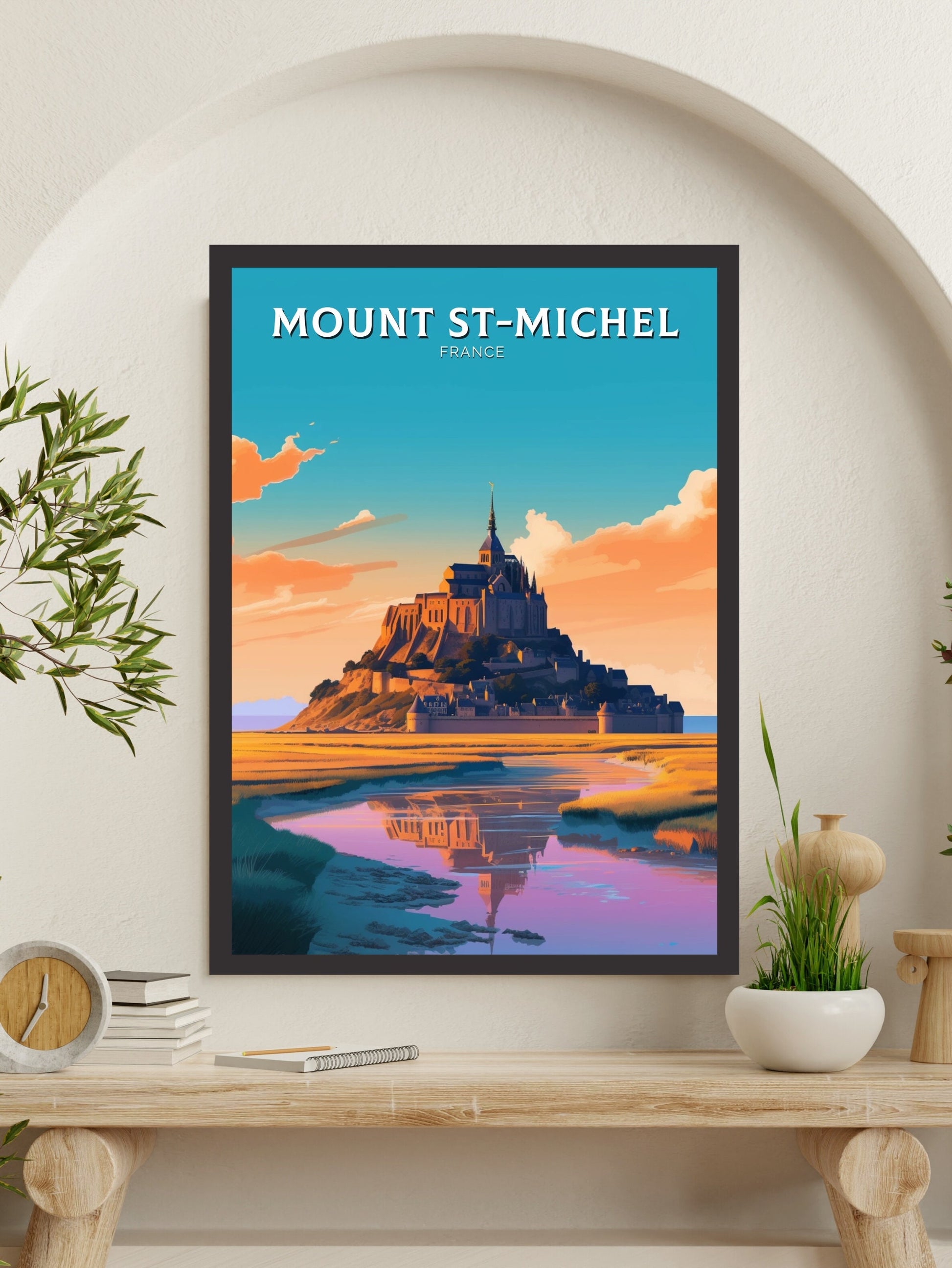 Mount St. Michel Travel Poster | Mount St. Michel Illustration | Mount St. Michel Wall Art | France Poster | France Home Décor | ID 362