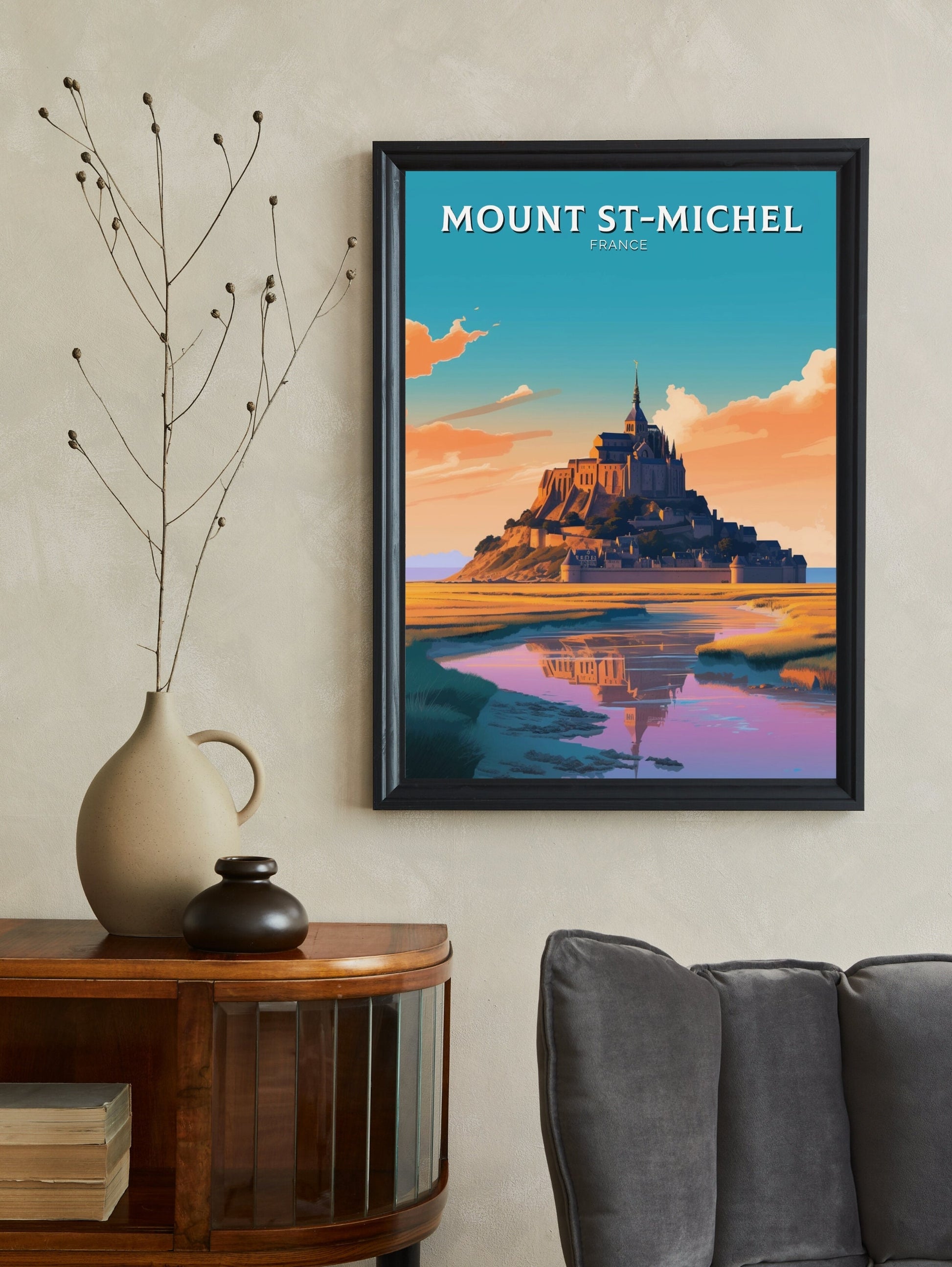 Mount St. Michel Travel Poster | Mount St. Michel Illustration | Mount St. Michel Wall Art | France Poster | France Home Décor | ID 362