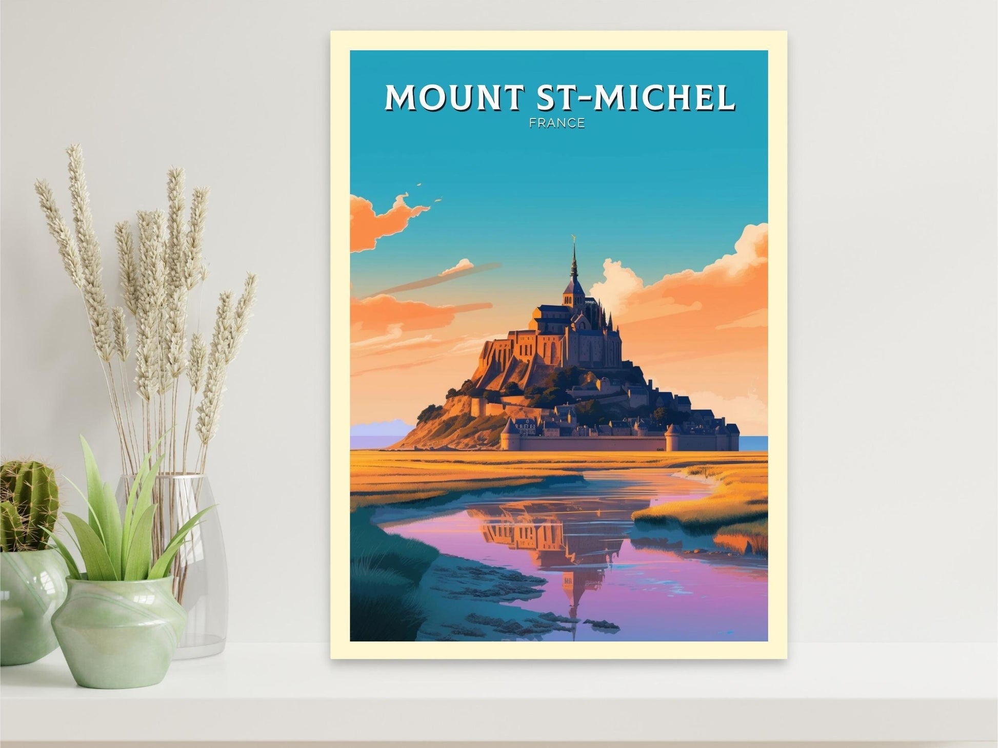 Mount St. Michel Travel Poster | Mount St. Michel Illustration | Mount St. Michel Wall Art | France Poster | France Home Décor | ID 362