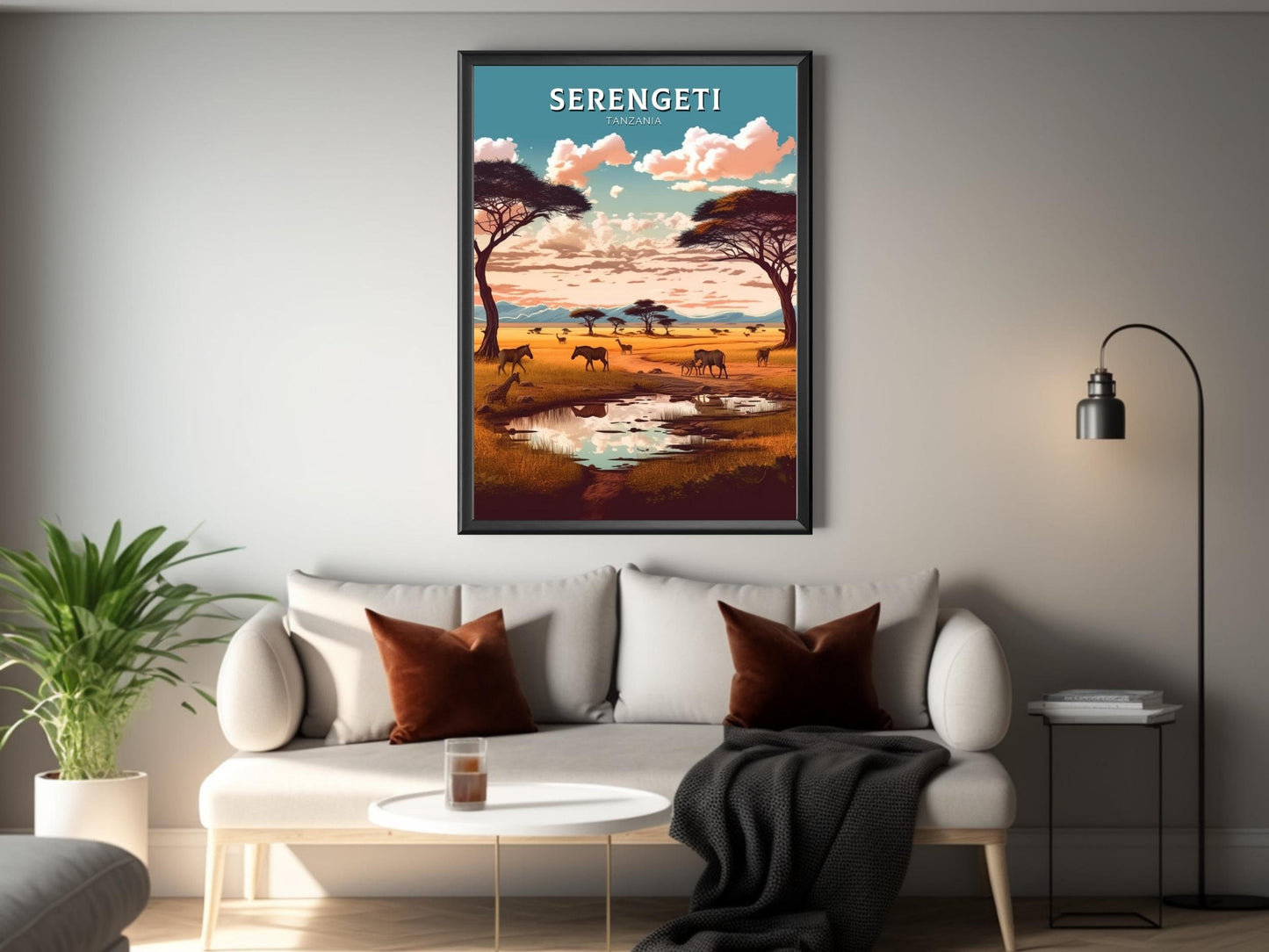 Serengeti Travel Print | Serengeti Illustration | Serengeti Wall Art | Africa Print | Tanzania Home Décor | Serengeti Travel Poster | ID 364